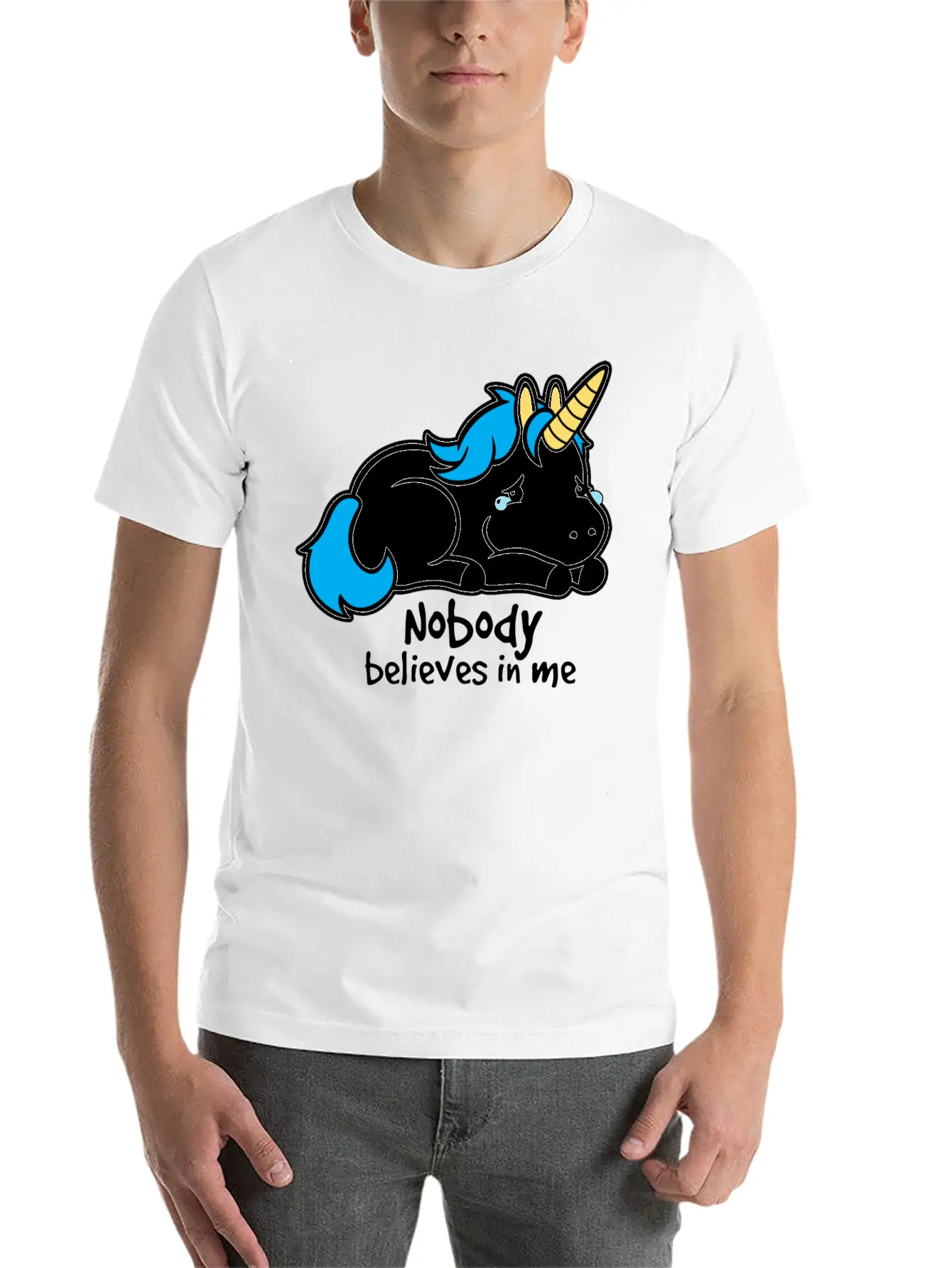 Sad Unicorn Casual Graphic T-Shirt – Simple And Comfortable Daily Wear