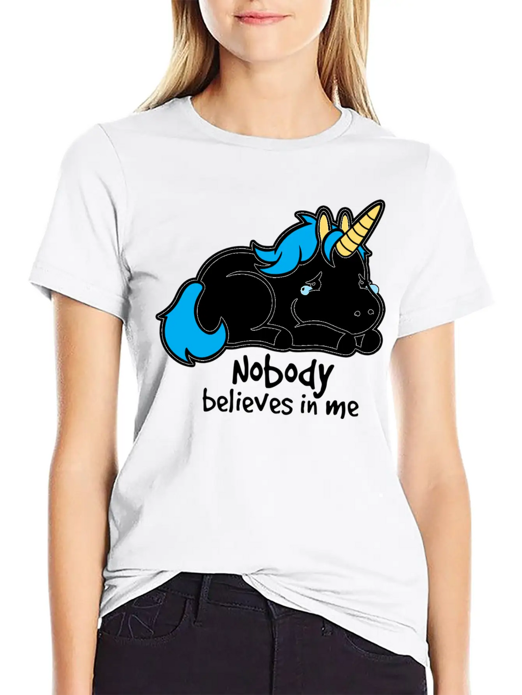 Sad Unicorn Casual Graphic T-Shirt – Simple And Comfortable Daily Wear