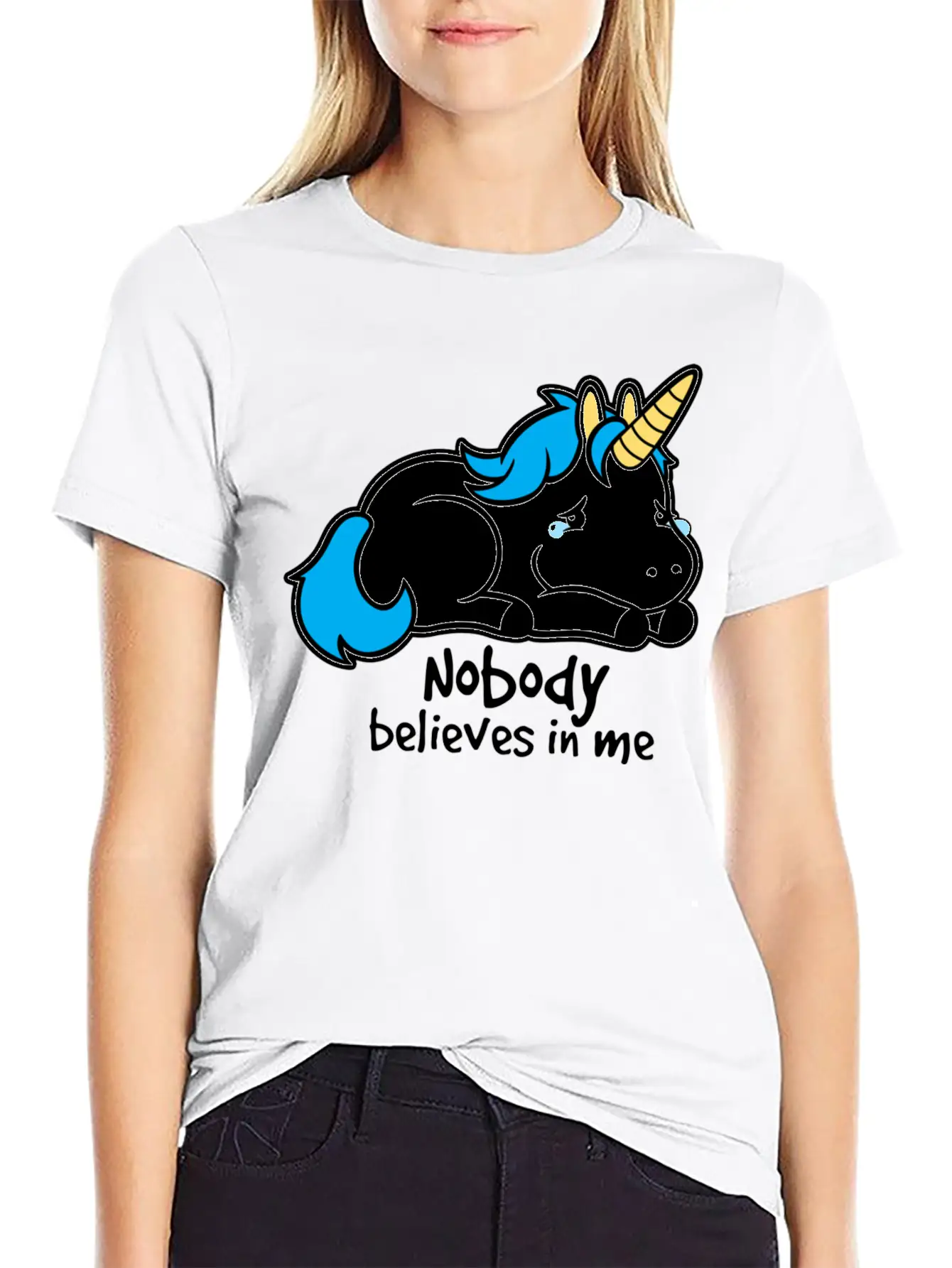 Sad Unicorn Casual Graphic T-Shirt – Simple And Comfortable Daily Wear