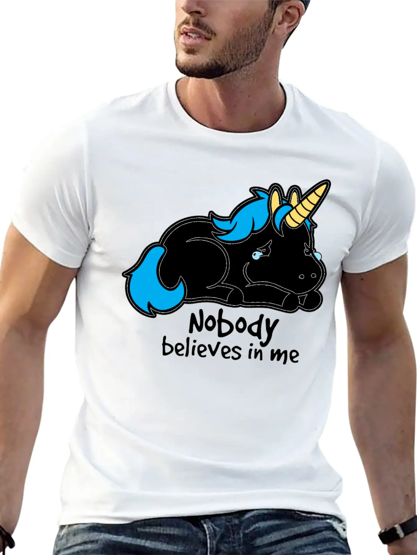 Sad Unicorn Casual Graphic T-Shirt – Simple And Comfortable Daily Wear