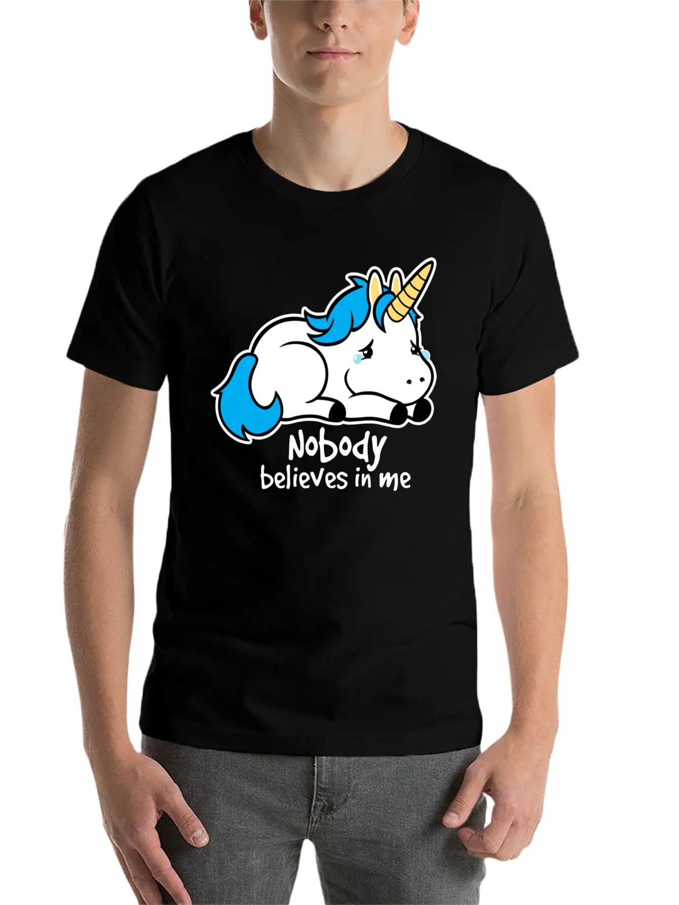 Sad Unicorn Casual Graphic T-Shirt – Simple And Comfortable Daily Wear
