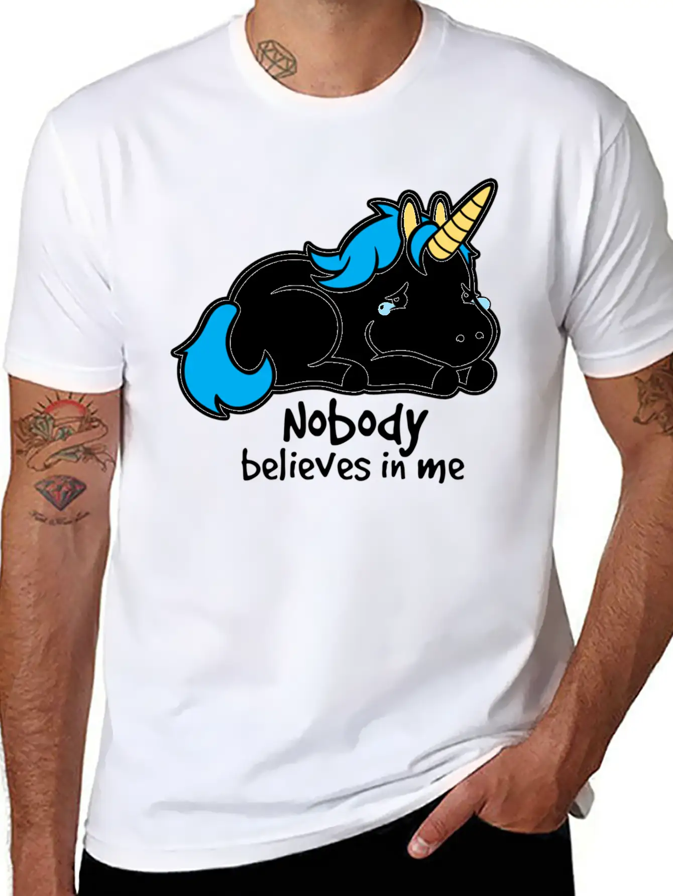 Sad Unicorn Casual Graphic T-Shirt – Simple And Comfortable Daily Wear