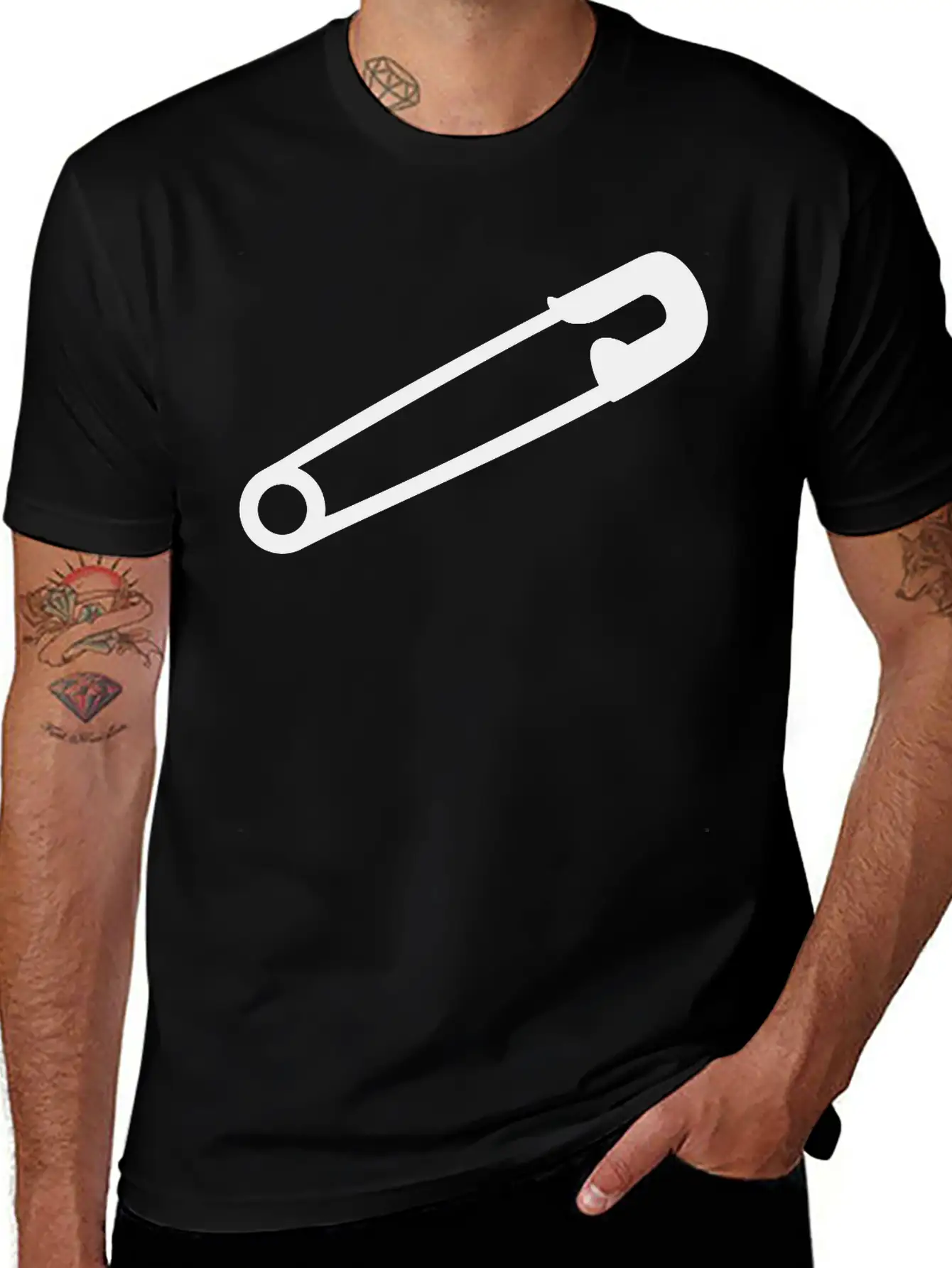 Safety Pin Breathable Soft Cotton T-Shirt – Timeless Casual Look