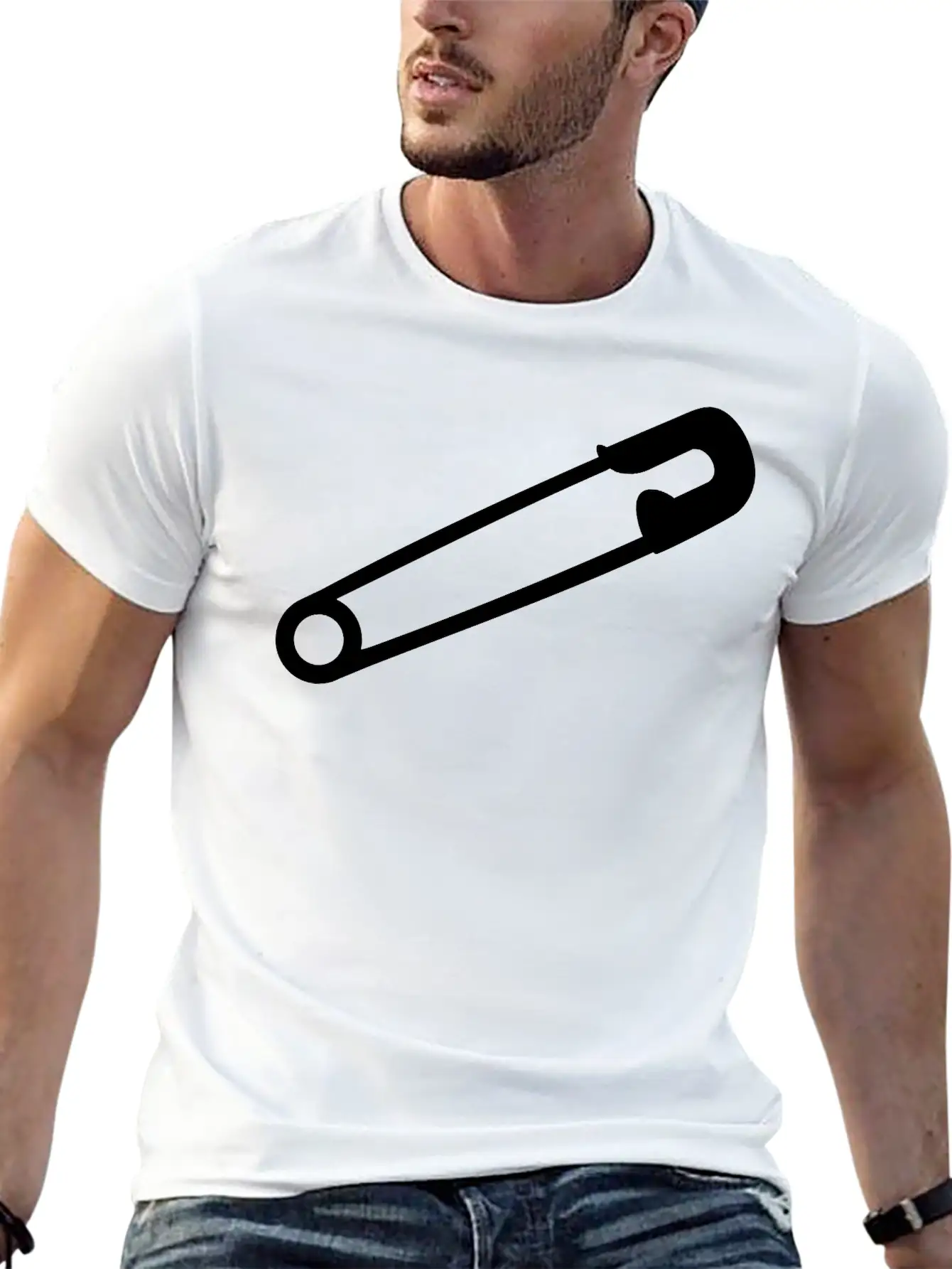 Safety Pin Breathable Soft Cotton T-Shirt – Timeless Casual Look