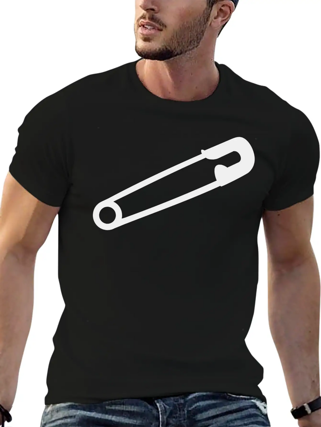 Safety Pin Breathable Soft Cotton T-Shirt – Timeless Casual Look