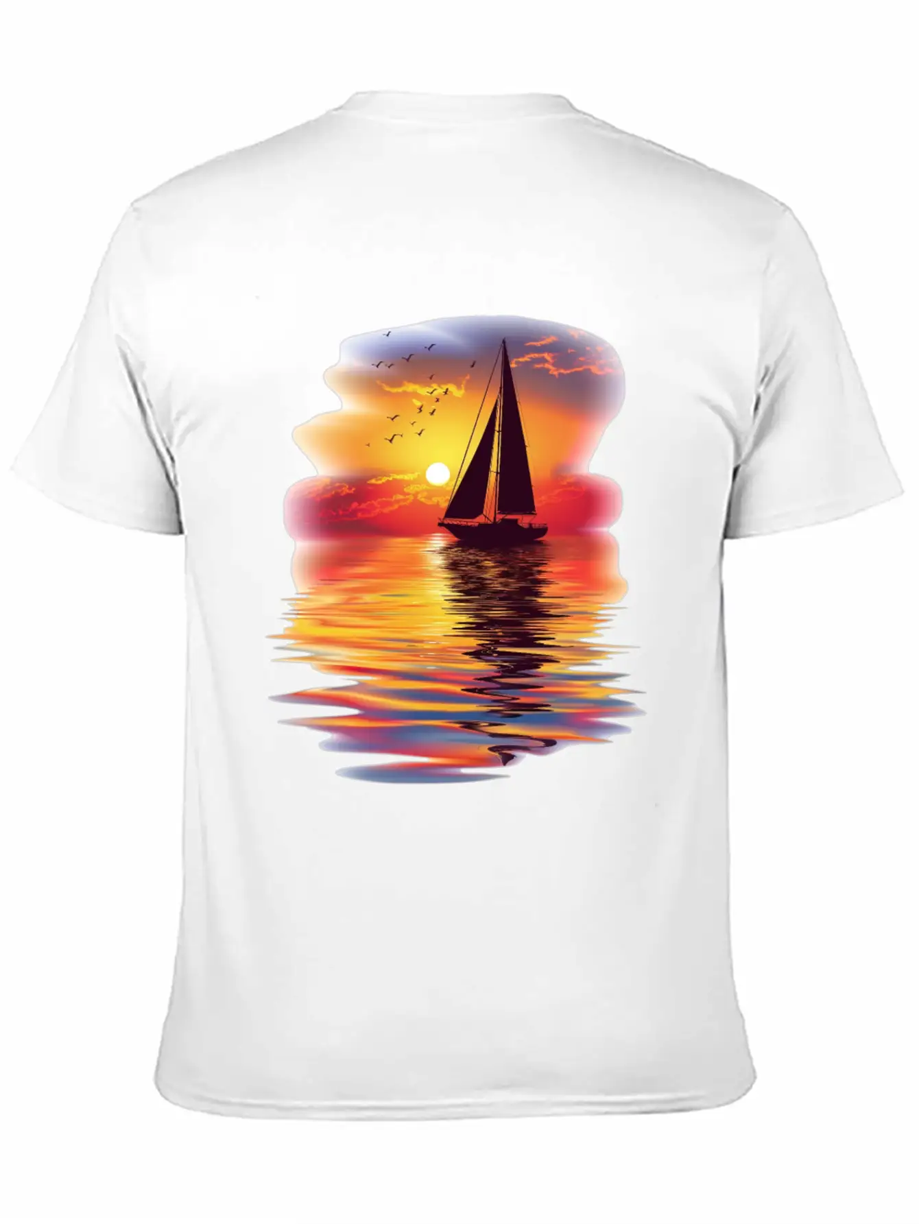 Sail Into The Sunset Reflection Unisex Short Sleeve Soft Cotton T-Shirt – Casual Everyday Wear