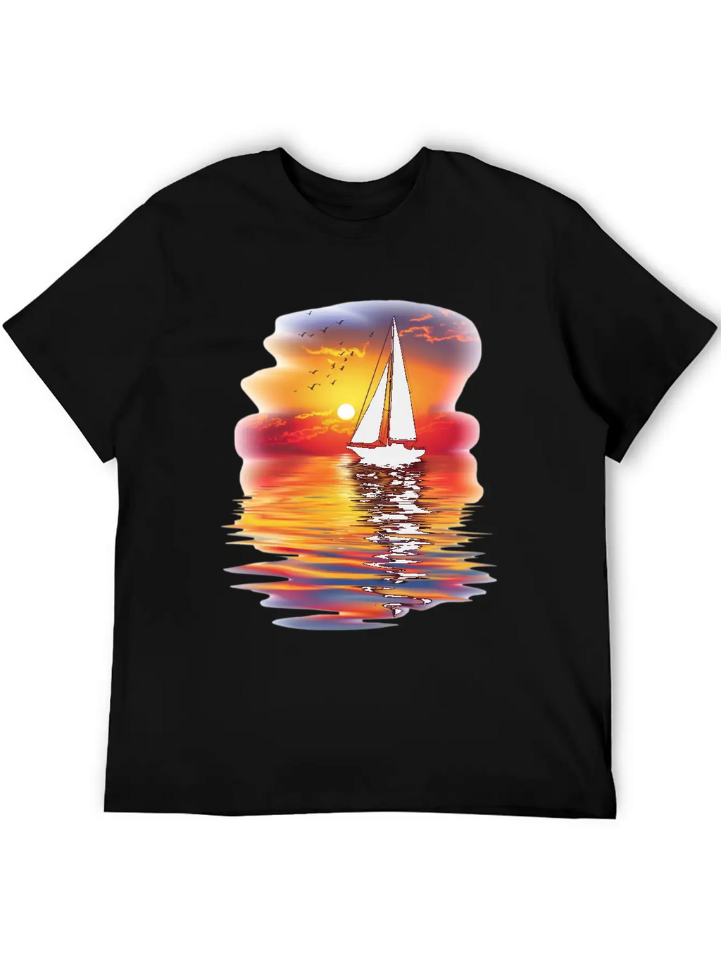 Sail Into The Sunset Reflection Unisex Short Sleeve Soft Cotton T-Shirt – Casual Everyday Wear