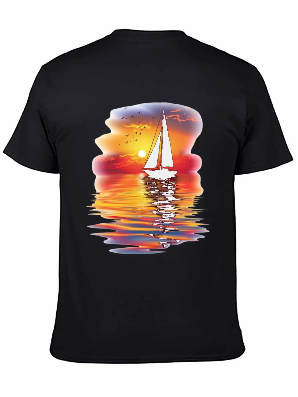 Sail Into The Sunset Reflection Unisex Short Sleeve Soft Cotton T-Shirt – Casual Everyday Wear