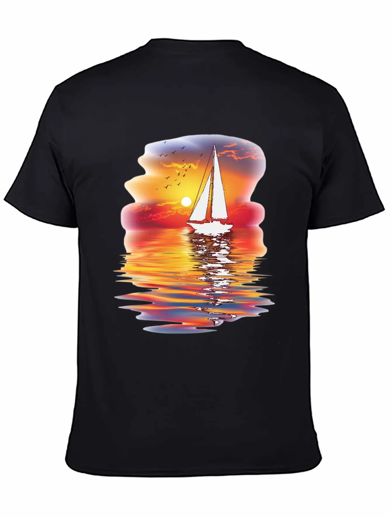 Sail Into The Sunset Reflection Unisex Short Sleeve Soft Cotton T-Shirt – Casual Everyday Wear