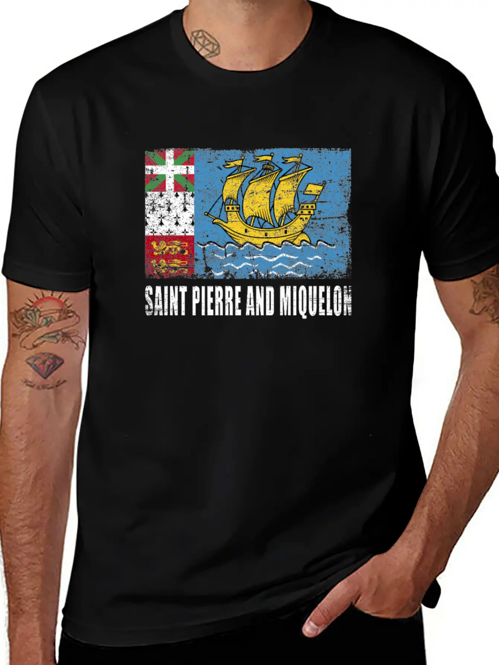 Saint Pierre And Miquelon Flag Breathable Graphic T-Shirt – Perfect For Casual Days