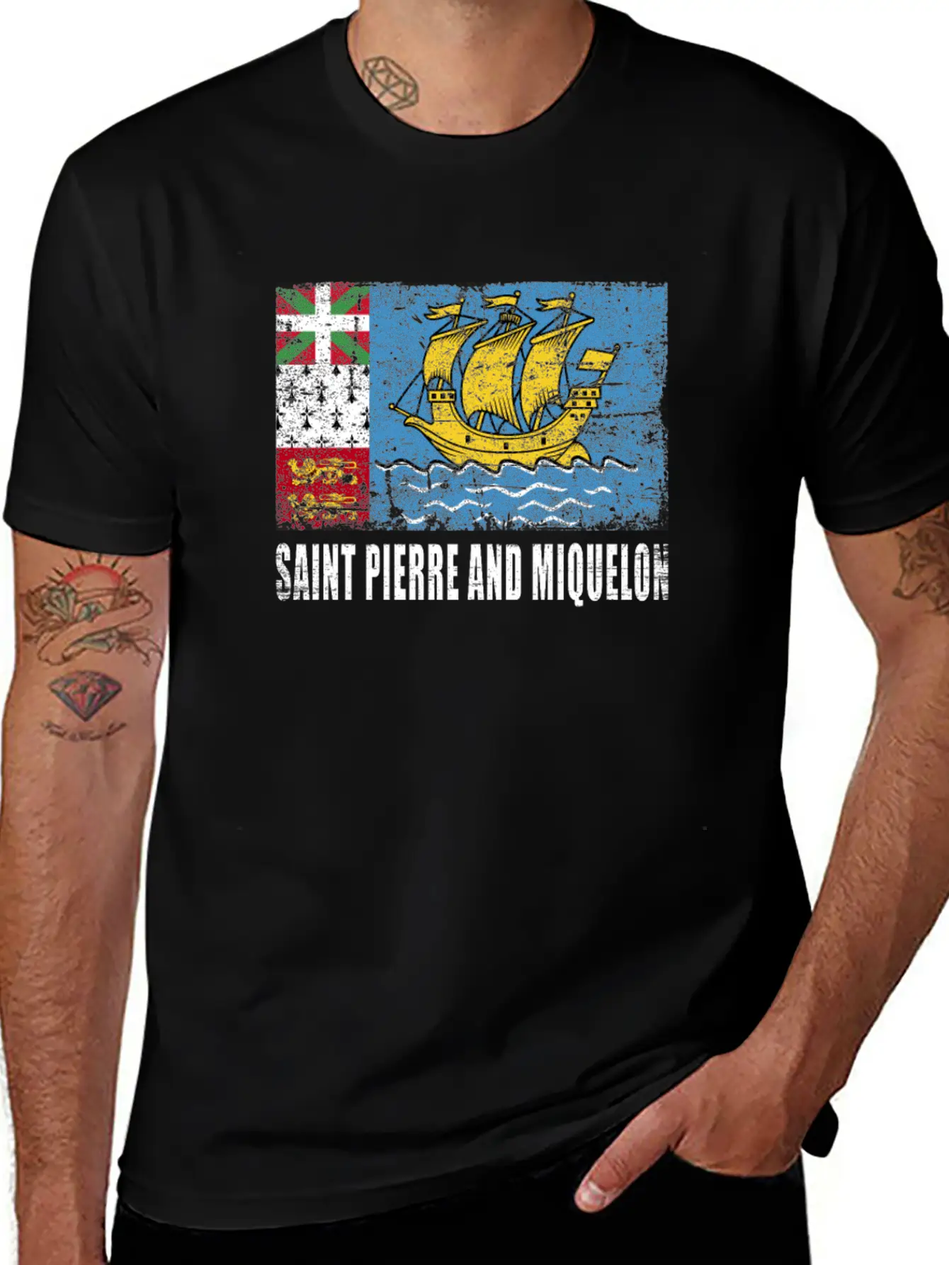 Saint Pierre And Miquelon Flag Breathable Graphic T-Shirt – Perfect For Casual Days