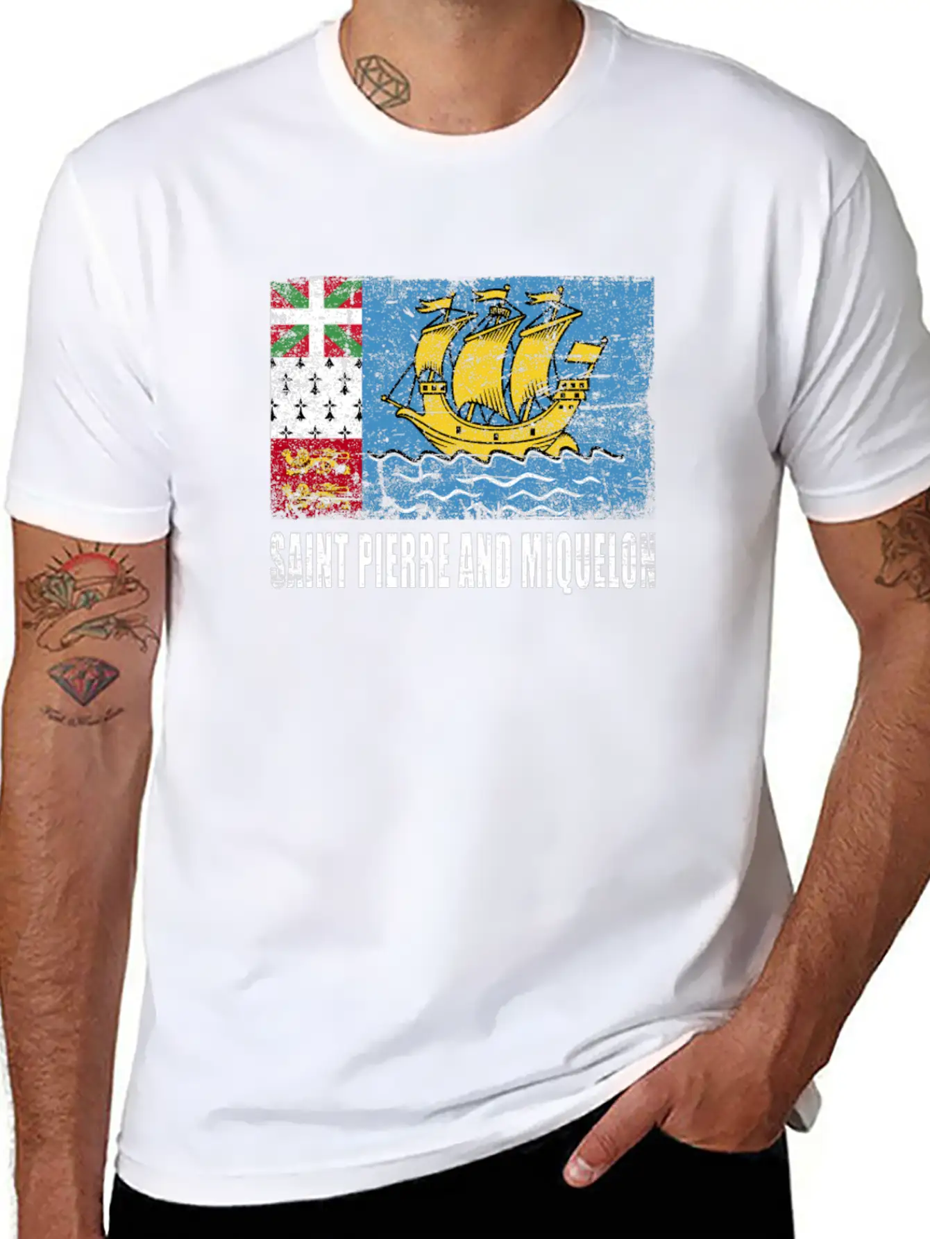 Saint Pierre And Miquelon Flag Breathable Graphic T-Shirt – Perfect For Casual Days