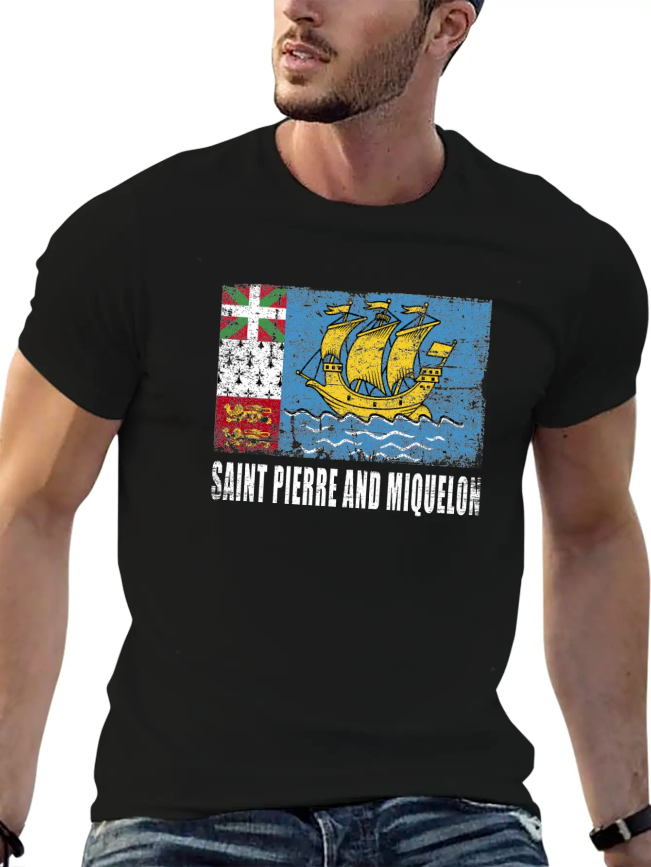 Saint Pierre And Miquelon Flag Breathable Graphic T-Shirt – Perfect For Casual Days