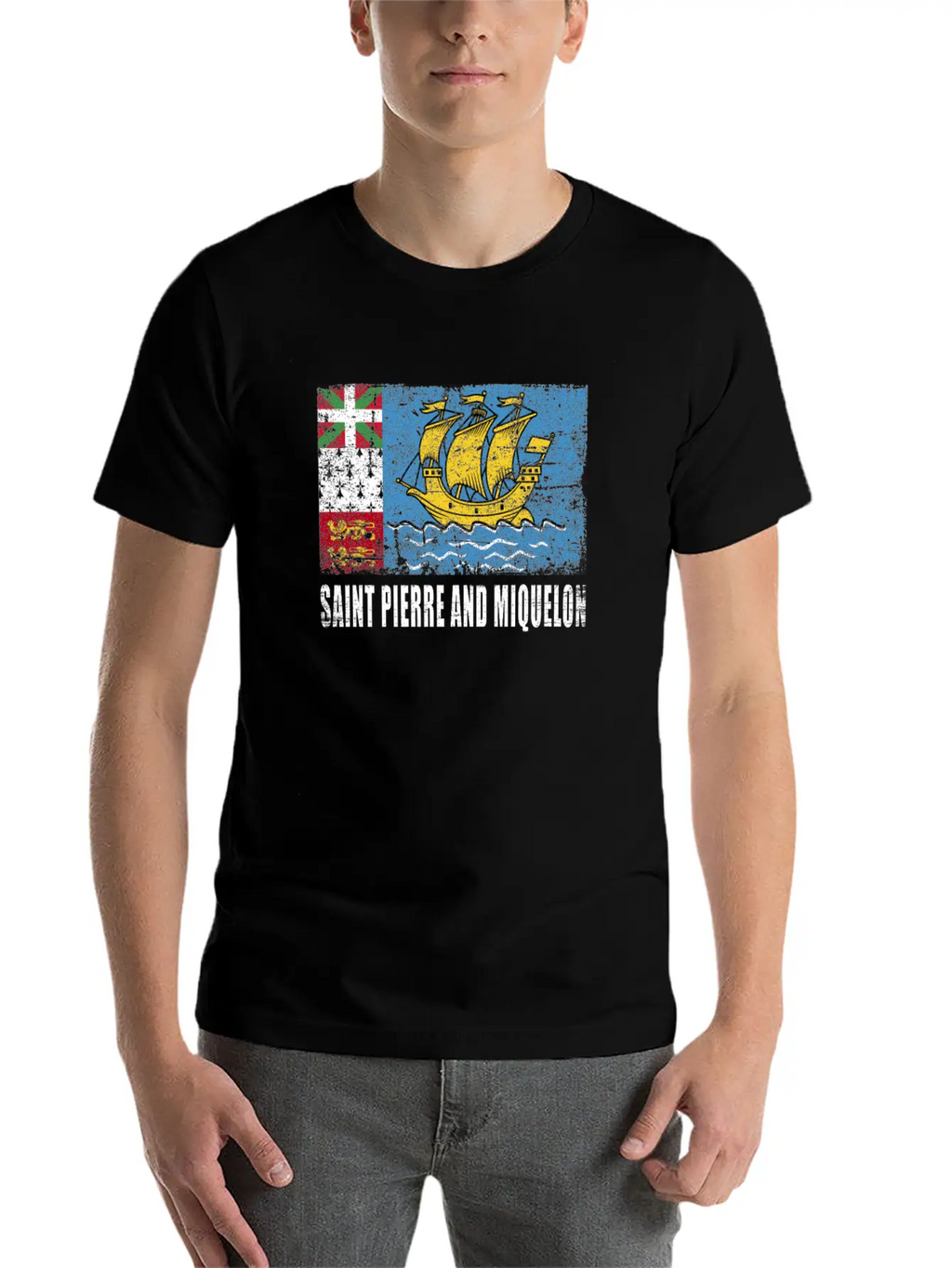 Saint Pierre And Miquelon Flag Breathable Graphic T-Shirt – Perfect For Casual Days