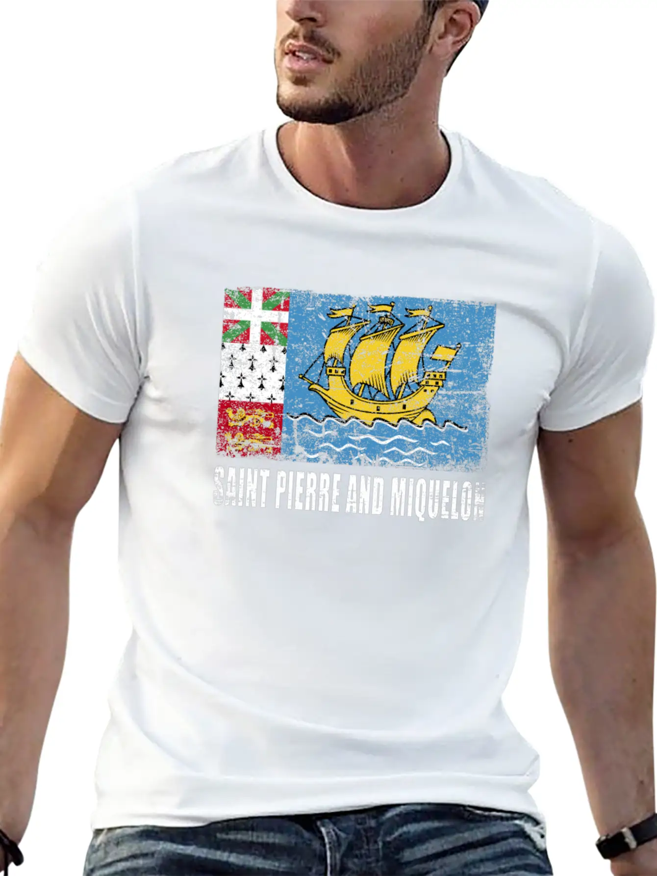 Saint Pierre And Miquelon Flag Breathable Graphic T-Shirt – Perfect For Casual Days