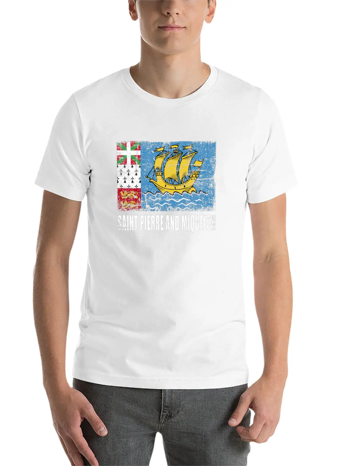 Saint Pierre And Miquelon Flag Breathable Graphic T-Shirt – Perfect For Casual Days