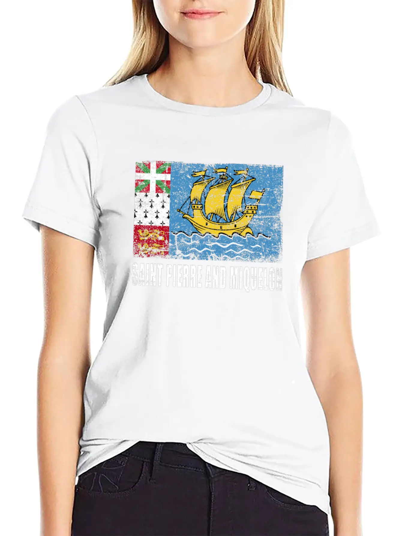 Saint Pierre And Miquelon Flag Breathable Graphic T-Shirt – Perfect For Casual Days