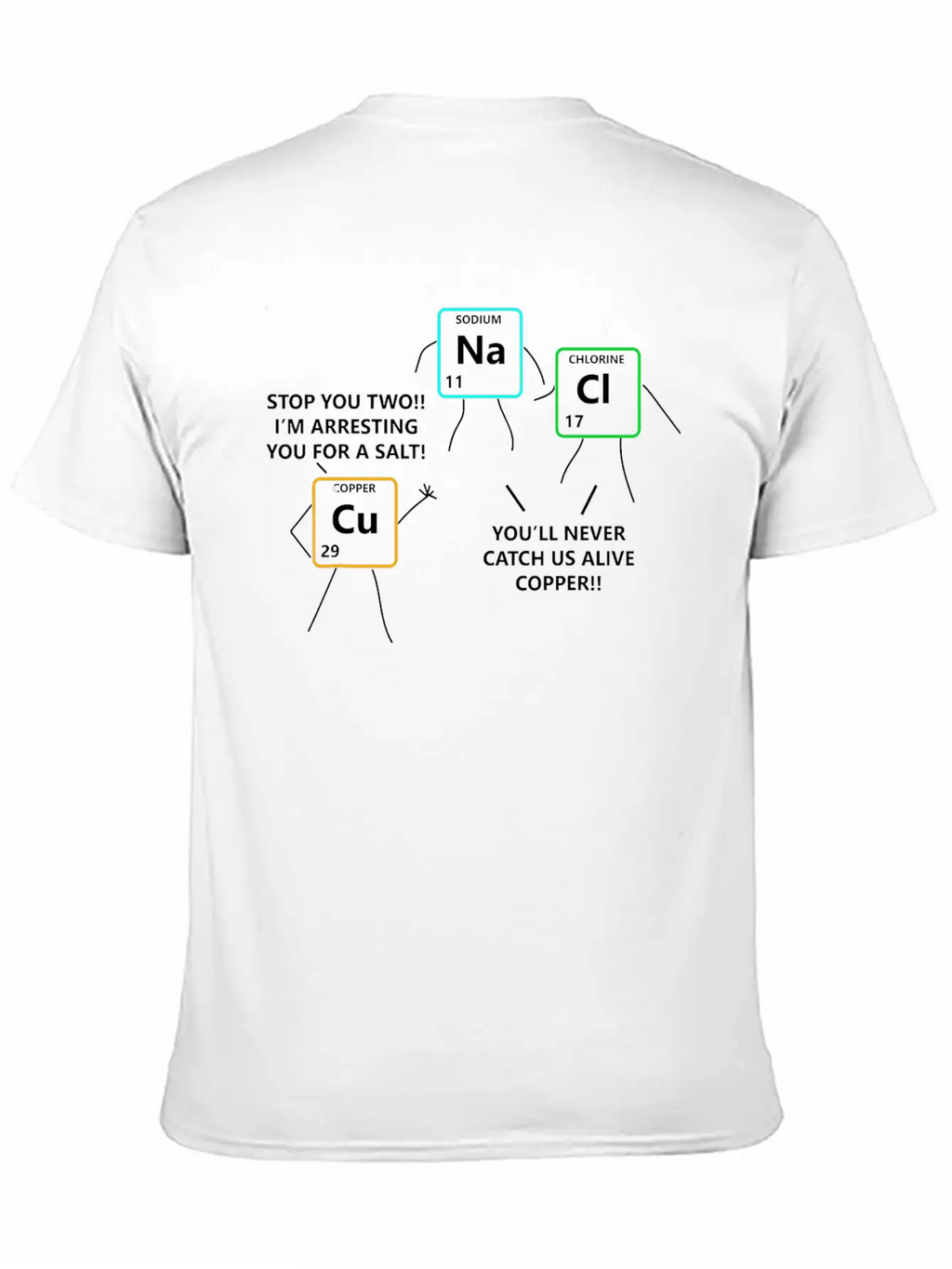 Salt Copper Periodic Table Police Pun Chemistry Breathable Soft Cotton T-Shirt – Timeless Casual Look