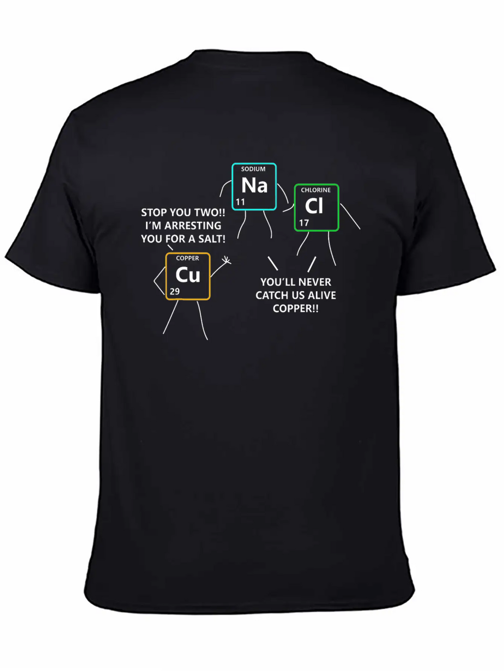 Salt Copper Periodic Table Police Pun Chemistry Breathable Soft Cotton T-Shirt – Timeless Casual Look