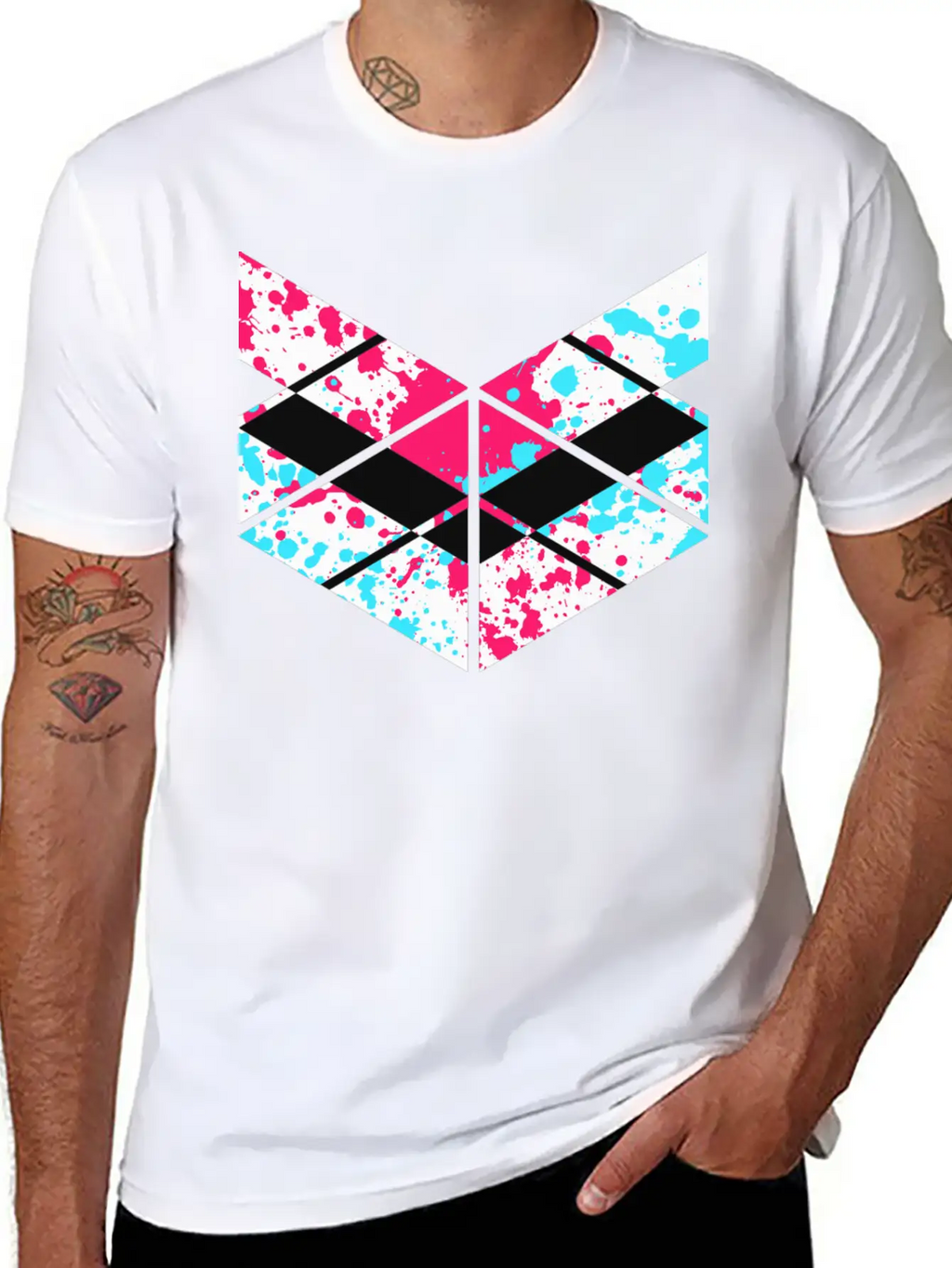 SaMPL And HoLD Paint Splatter Logo Unisex Short Sleeve Soft Cotton T-Shirt – Casual Everyday Wear