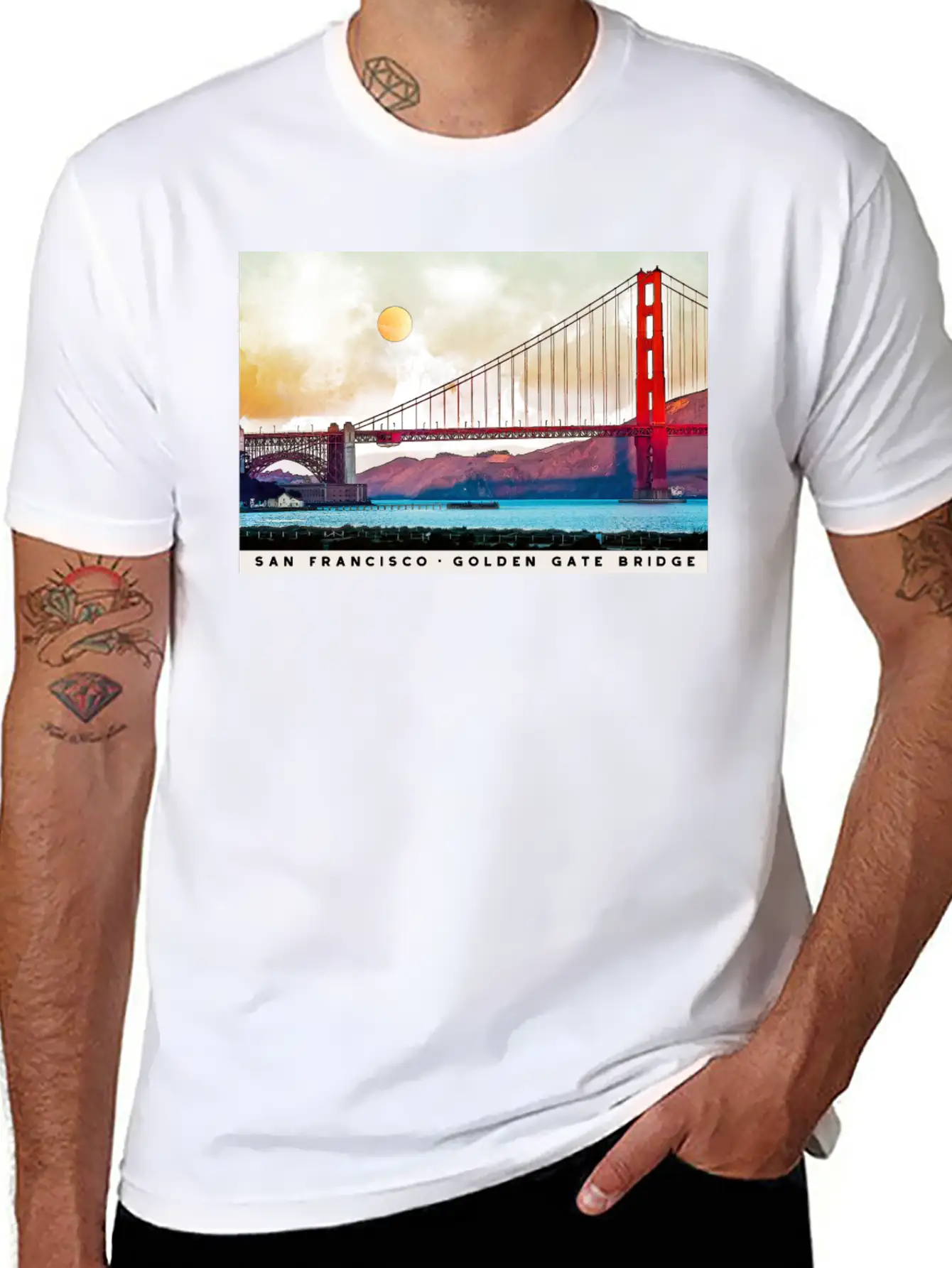San Francisco Golden Gate Bridge Architecture USA Unisex Casual T-Shirt – Clean Design For Daily Comfort