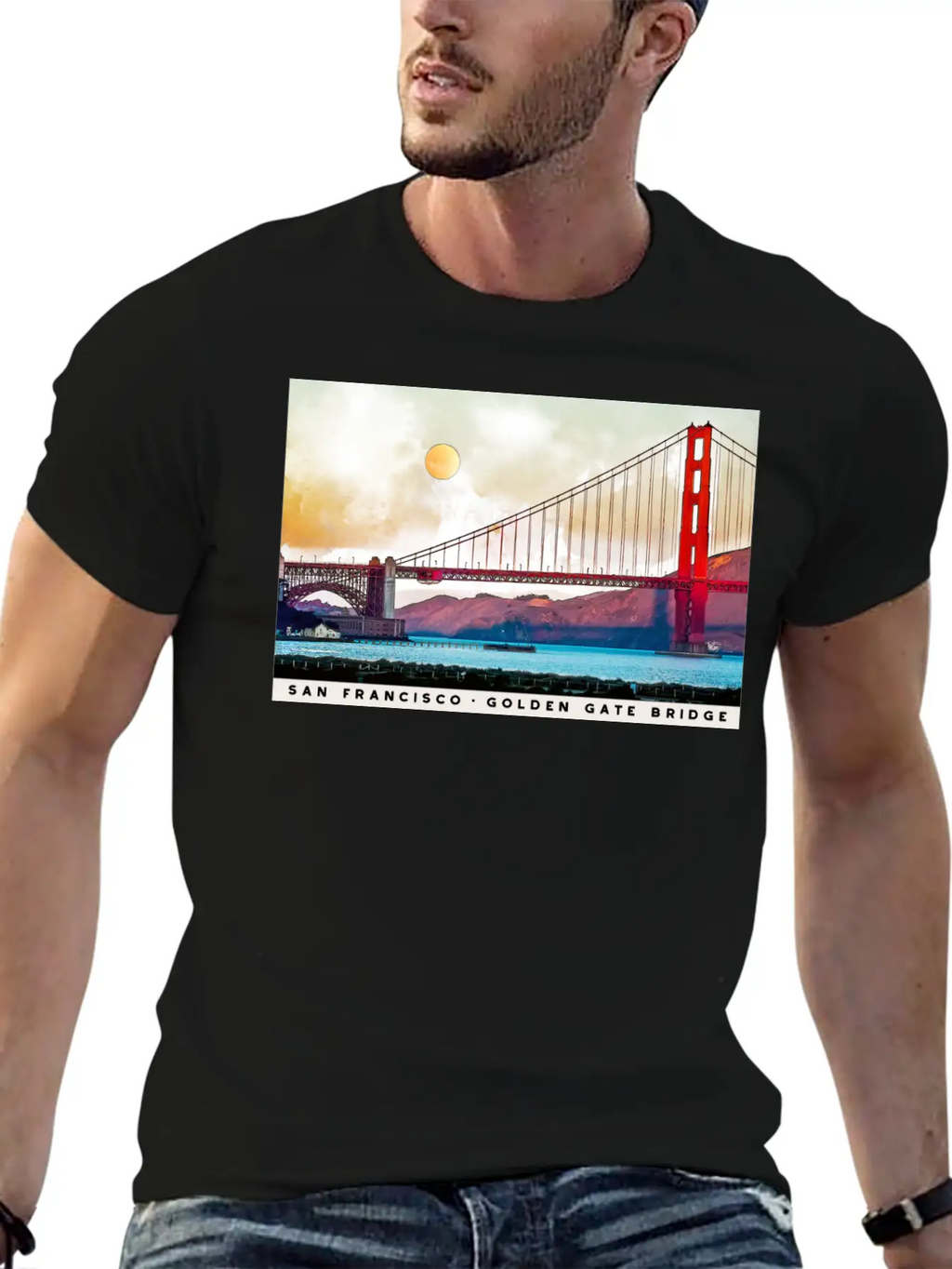 San Francisco Golden Gate Bridge Architecture USA Unisex Casual T-Shirt – Clean Design For Daily Comfort