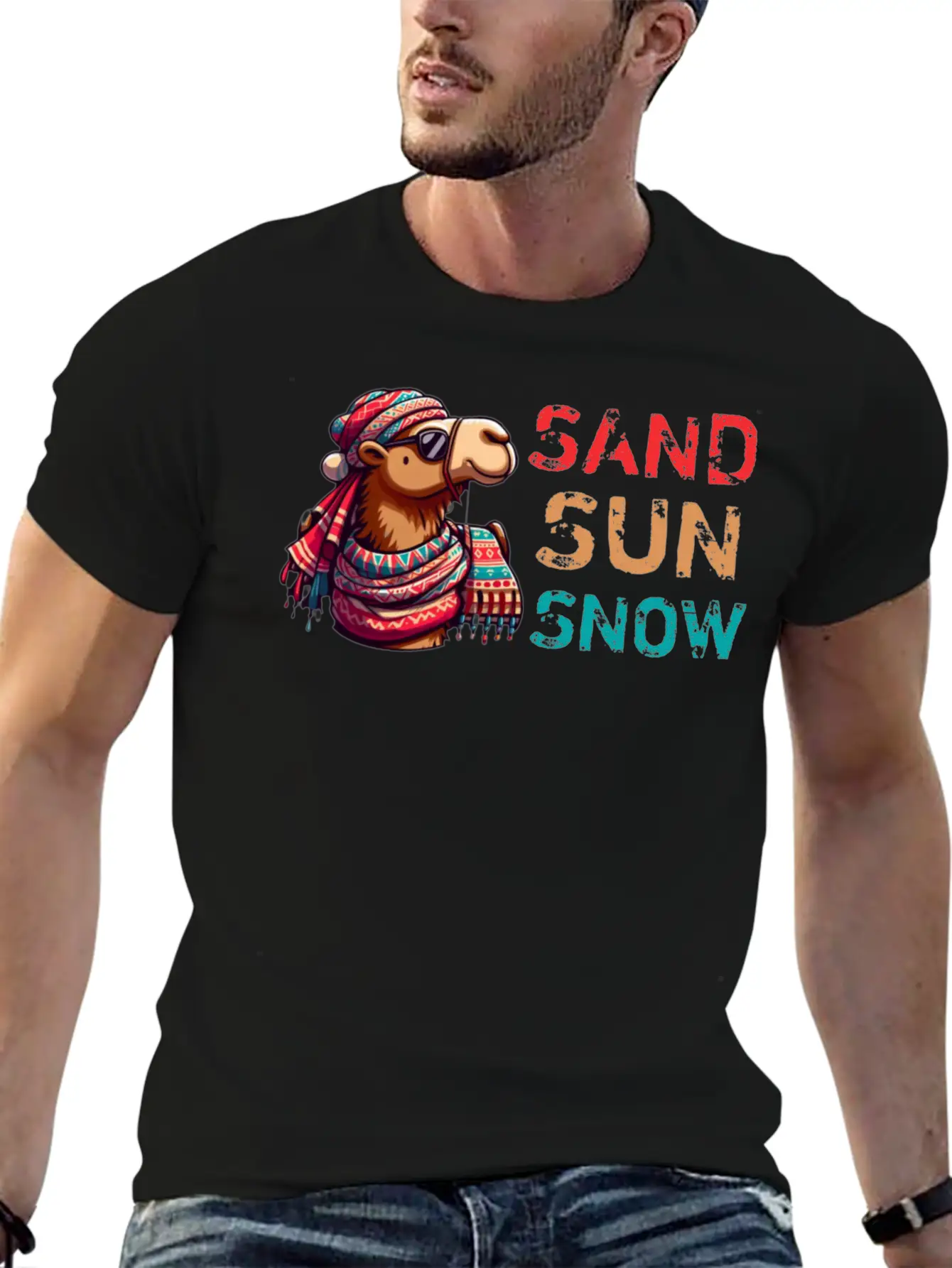 Sand Sun Snow Unisex Short Sleeve Soft Cotton T-Shirt – Casual Everyday Wear