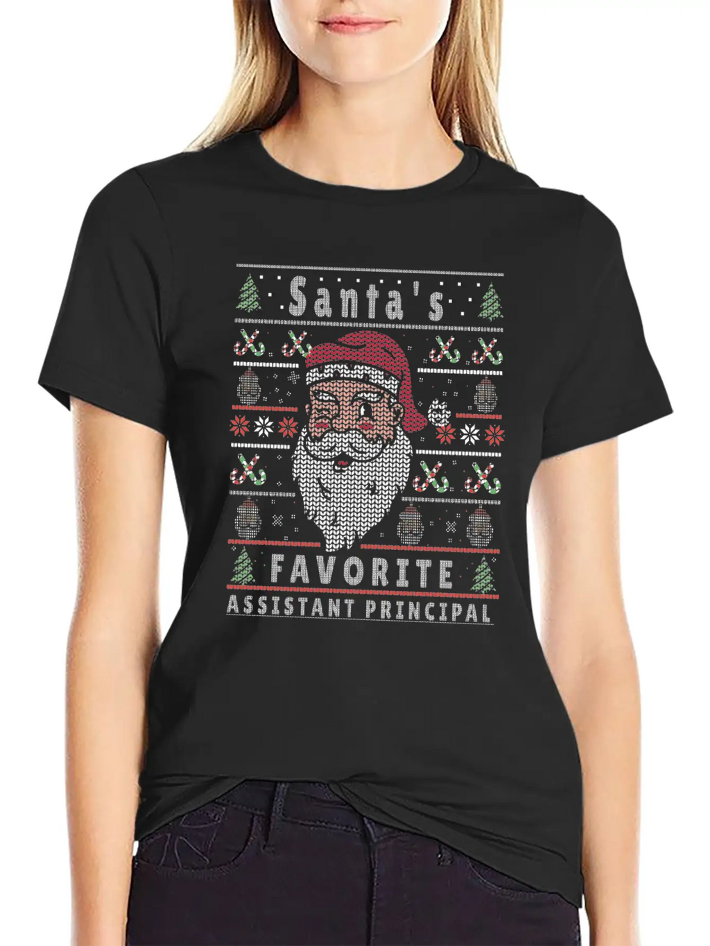 Santas XMAS Ugly Christmas Assistant-Principal Casual Graphic T-Shirt – Simple And Comfortable Daily Wear