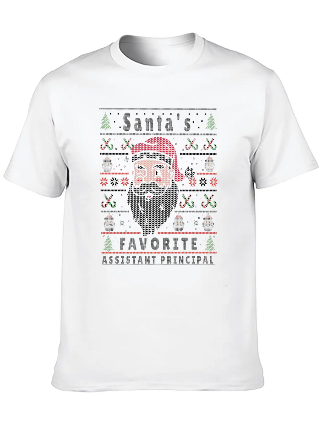 Santas XMAS Ugly Christmas Assistant-Principal Casual Graphic T-Shirt – Simple And Comfortable Daily Wear
