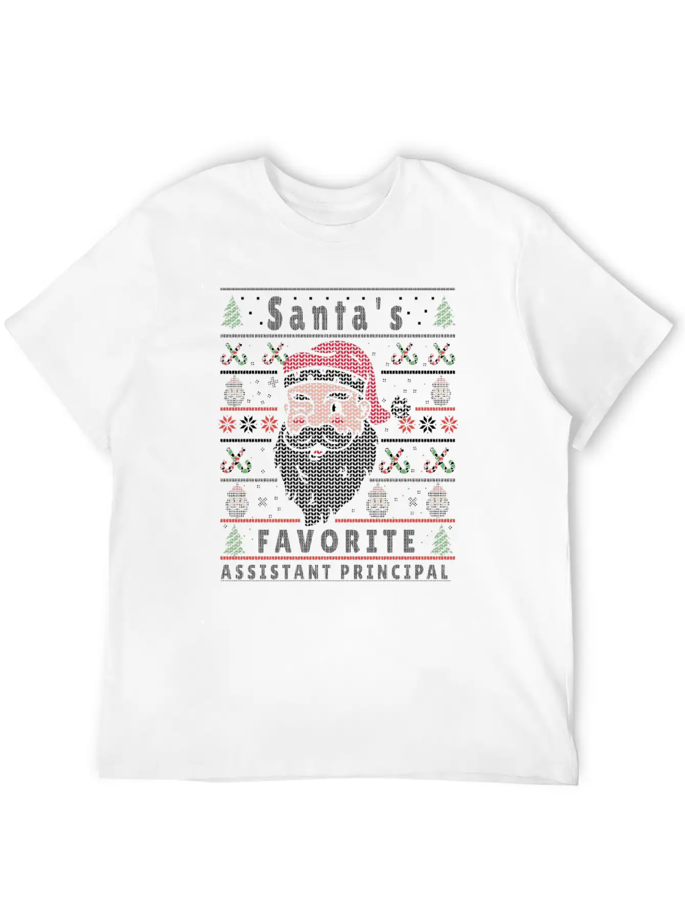Santas XMAS Ugly Christmas Assistant-Principal Casual Graphic T-Shirt – Simple And Comfortable Daily Wear