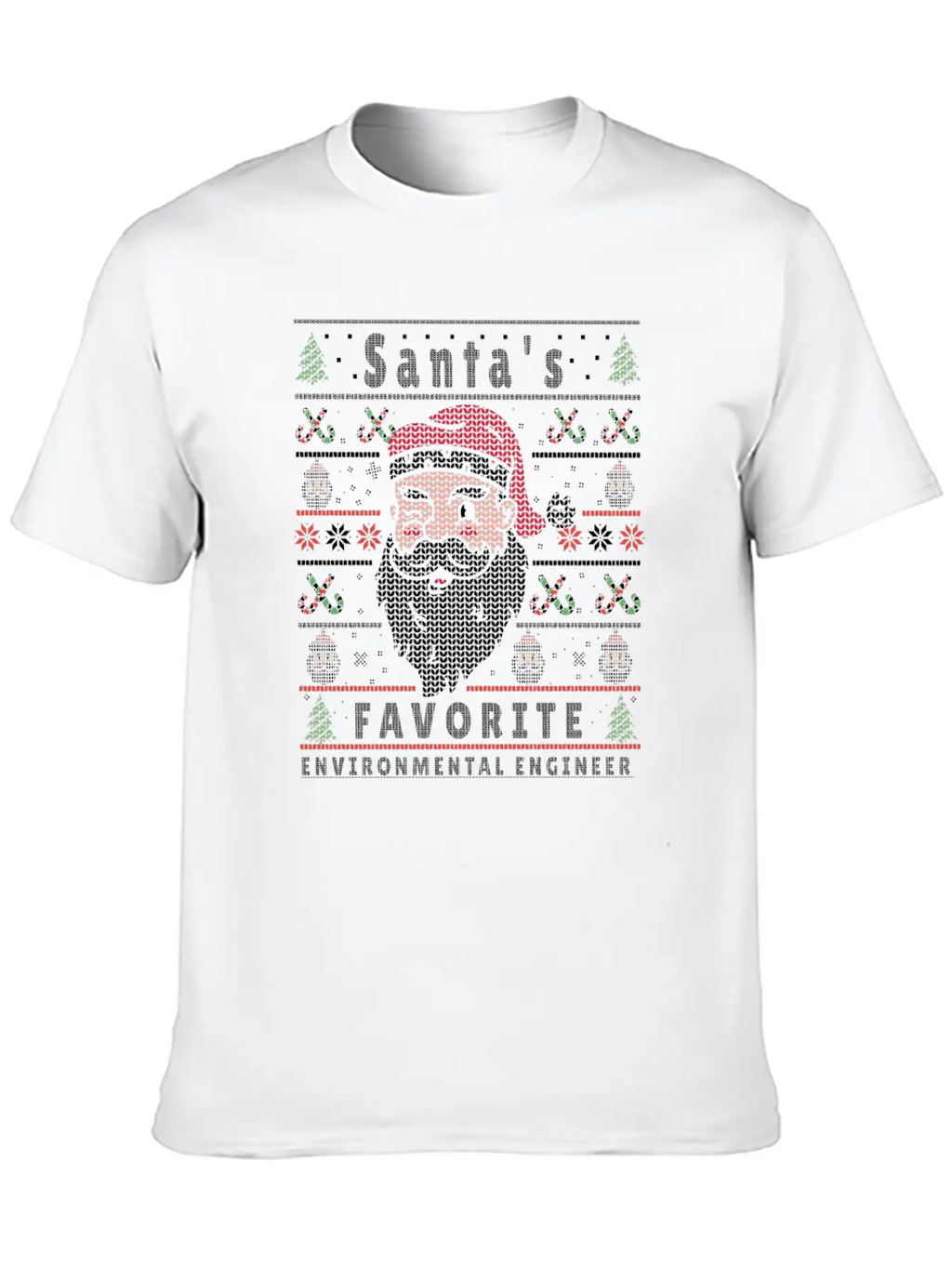 Santas XMAS Ugly Christmas Environmental-Engineer Essential Cotton Tee For Daily Outfits – Unisex Style