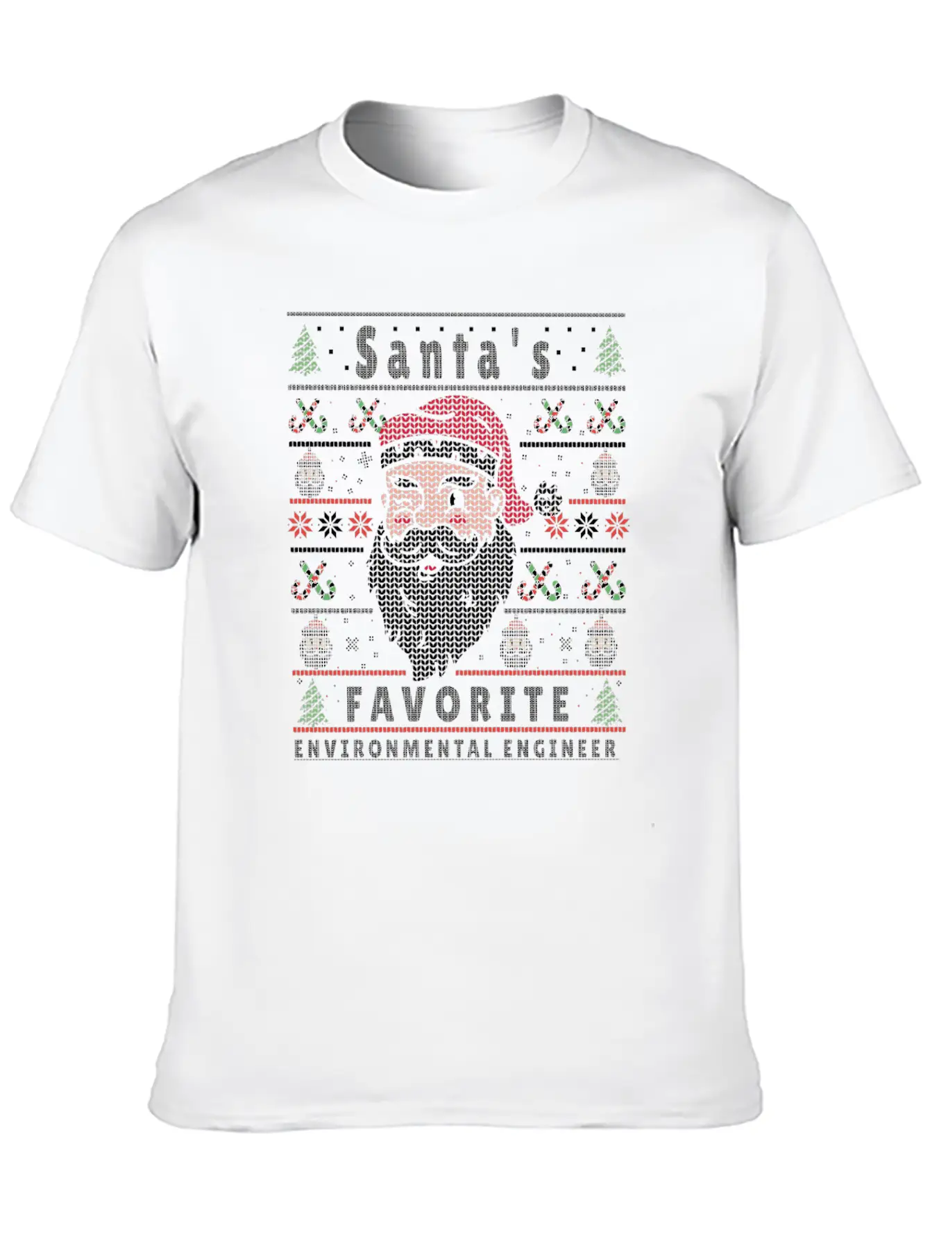 Santas XMAS Ugly Christmas Environmental-Engineer Essential Cotton Tee For Daily Outfits – Unisex Style