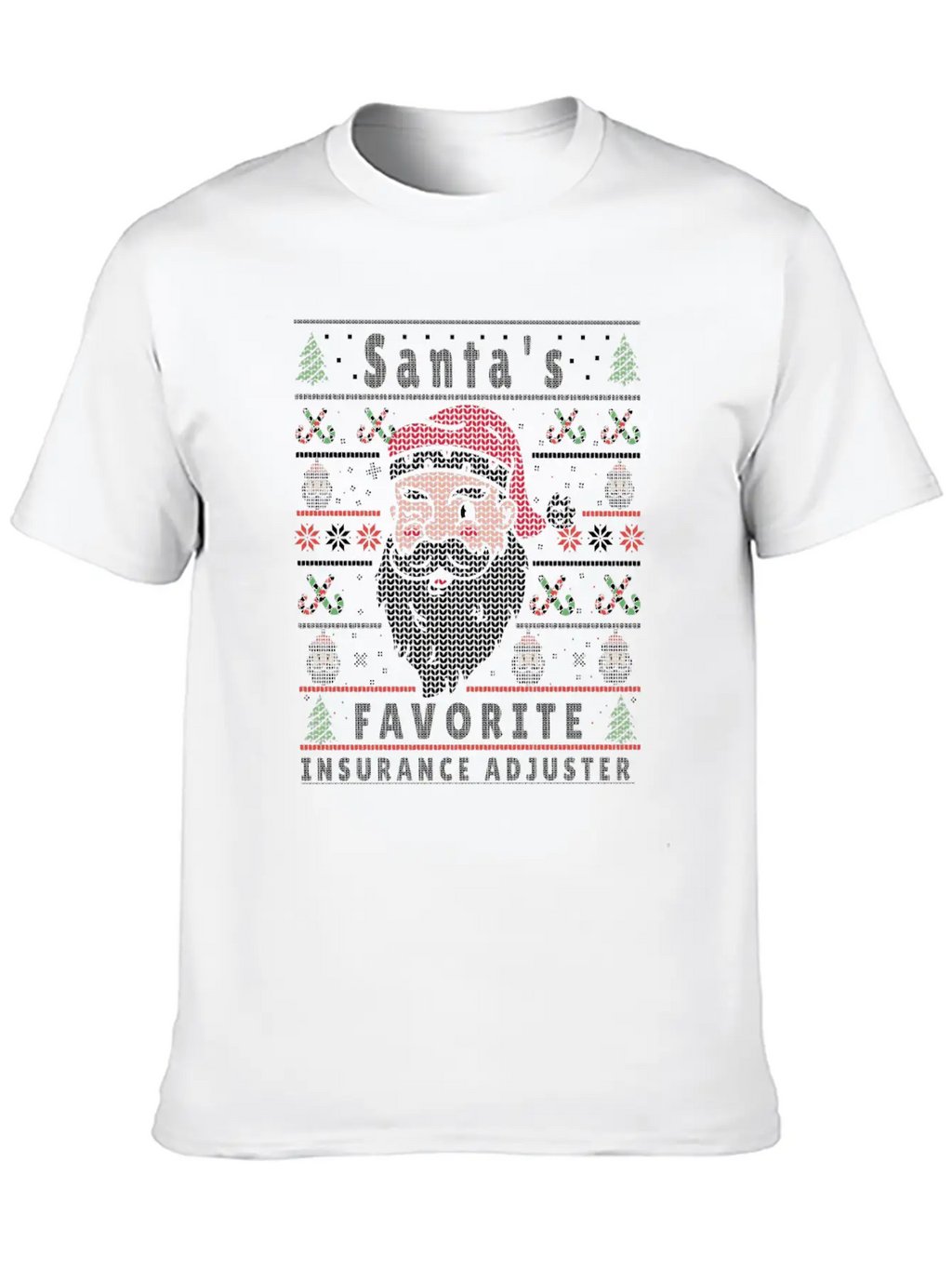 Santas XMAS Ugly Christmas Insurance-Adjuster Essential Cotton Tee For Daily Outfits – Unisex Style