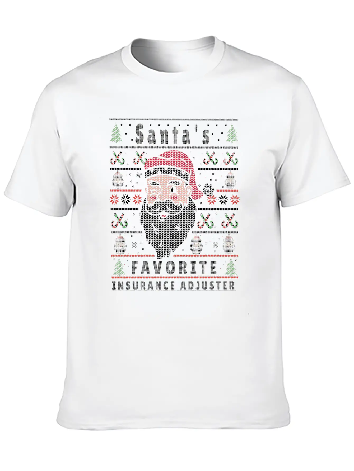 Santas XMAS Ugly Christmas Insurance-Adjuster Essential Cotton Tee For Daily Outfits – Unisex Style