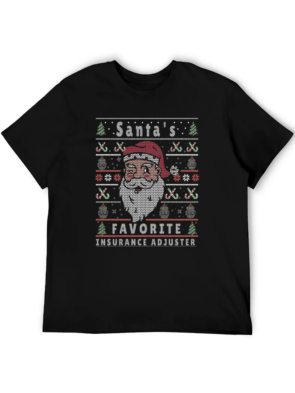 Santas XMAS Ugly Christmas Insurance-Adjuster Essential Cotton Tee For Daily Outfits – Unisex Style