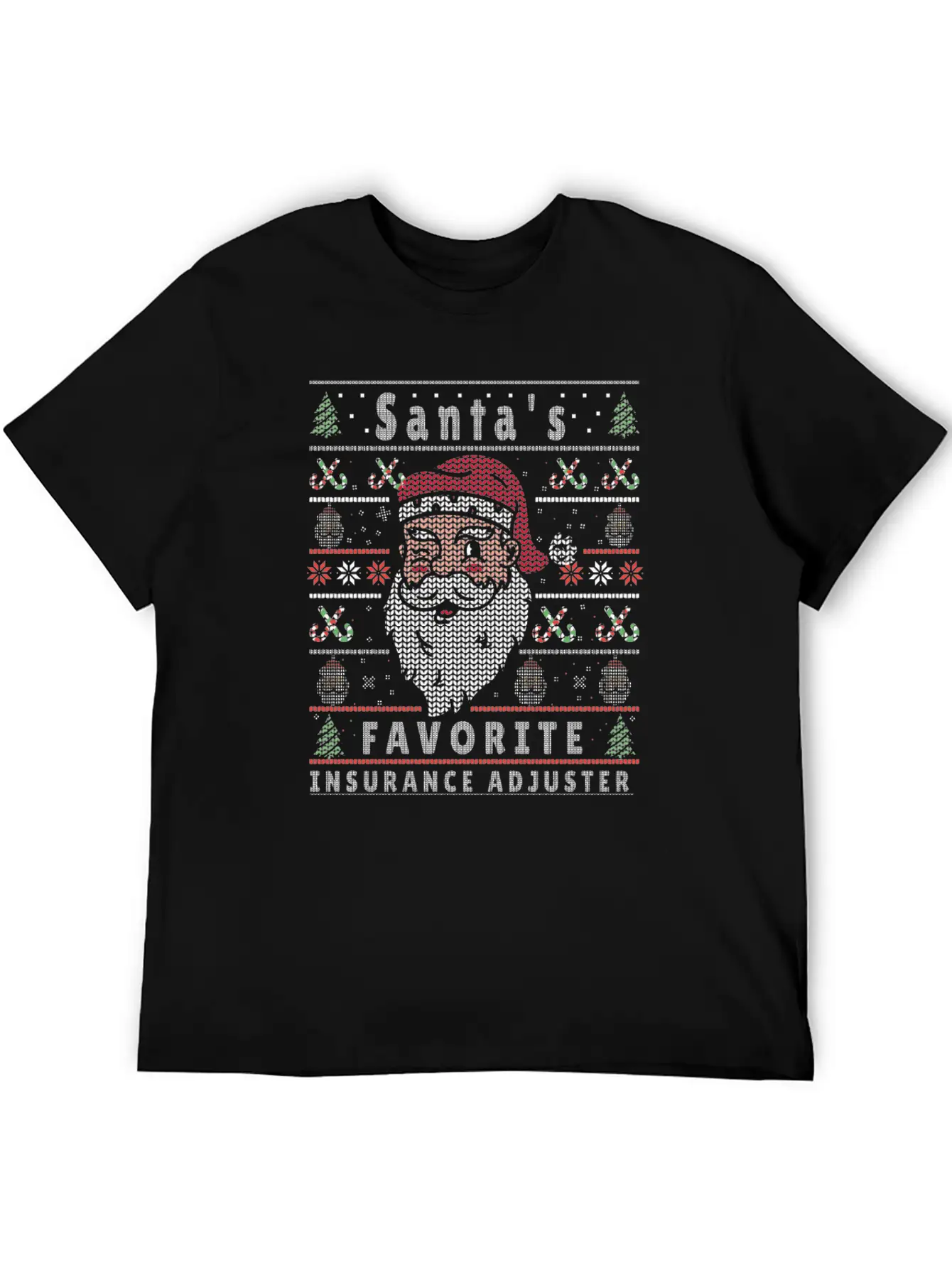 Santas XMAS Ugly Christmas Insurance-Adjuster Essential Cotton Tee For Daily Outfits – Unisex Style