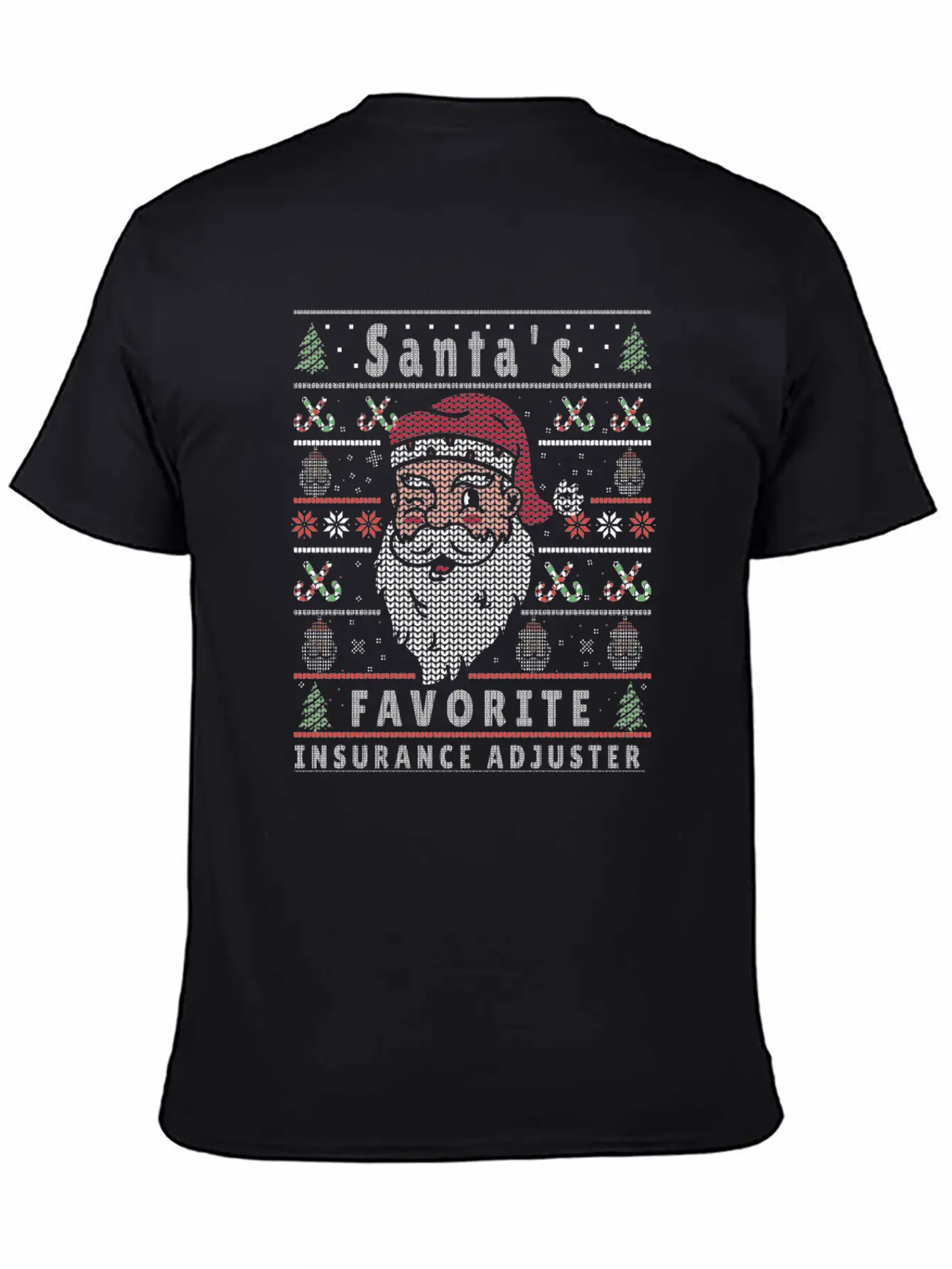 Santas XMAS Ugly Christmas Insurance-Adjuster Essential Cotton Tee For Daily Outfits – Unisex Style