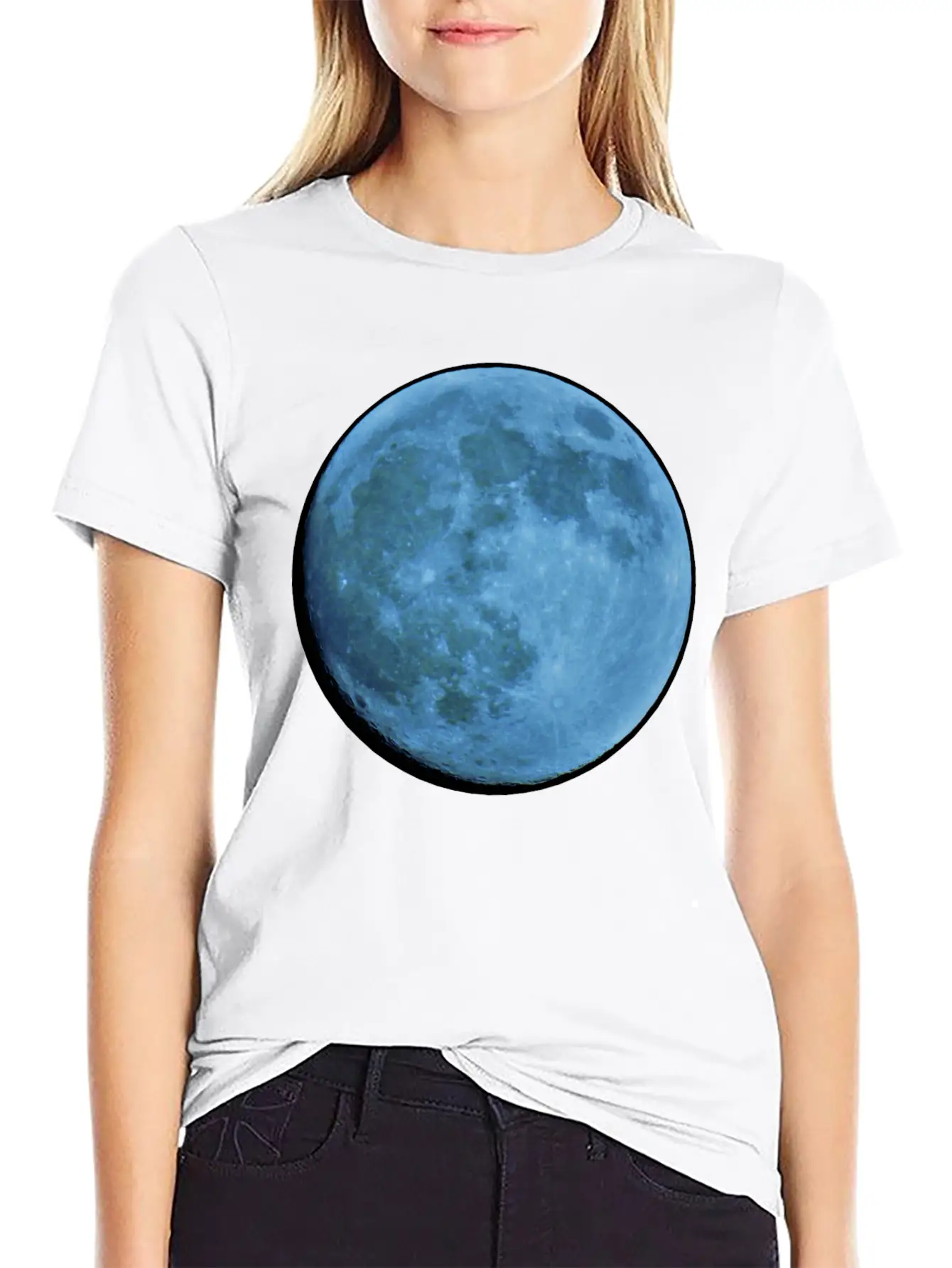 Saphire Blue Moon Breathable Soft Cotton T-Shirt – Timeless Casual Look