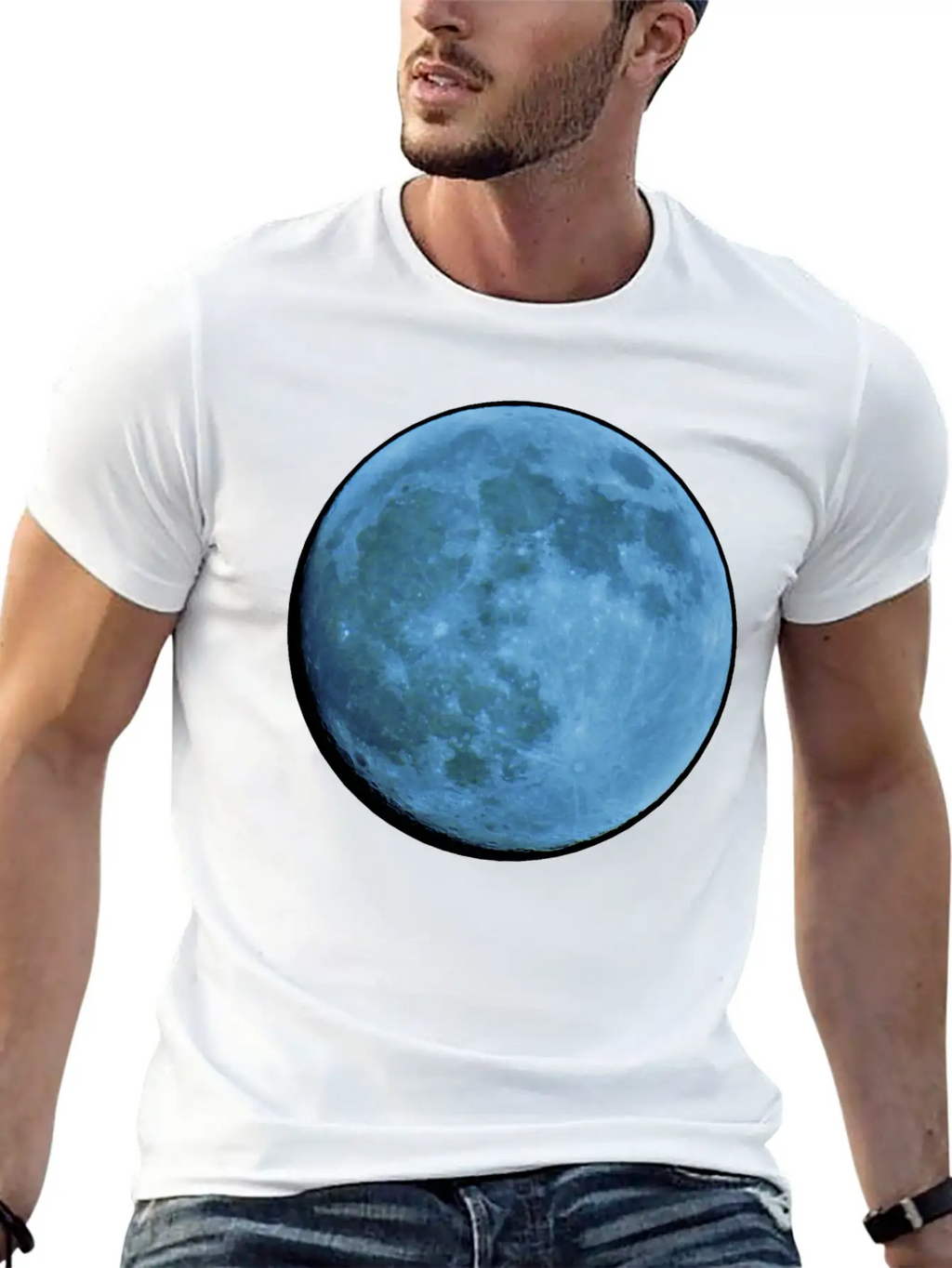 Saphire Blue Moon Breathable Soft Cotton T-Shirt – Timeless Casual Look