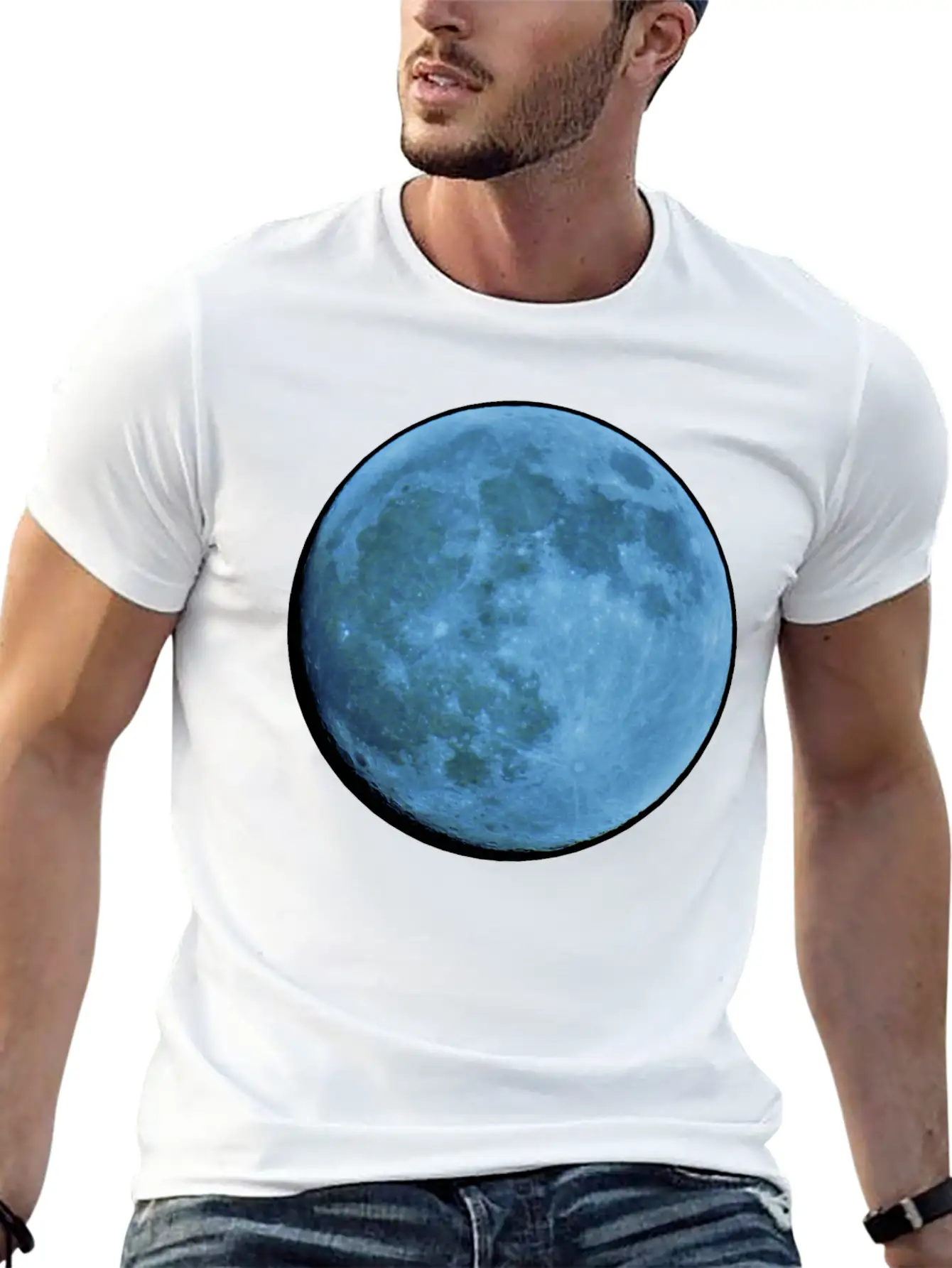 Saphire Blue Moon Breathable Soft Cotton T-Shirt – Timeless Casual Look