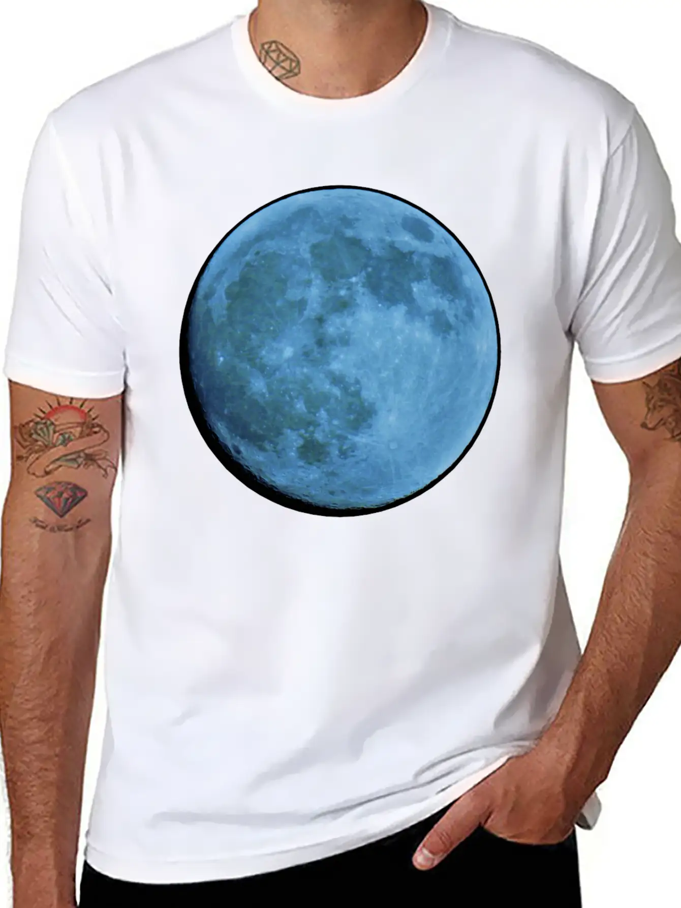 Saphire Blue Moon Breathable Soft Cotton T-Shirt – Timeless Casual Look