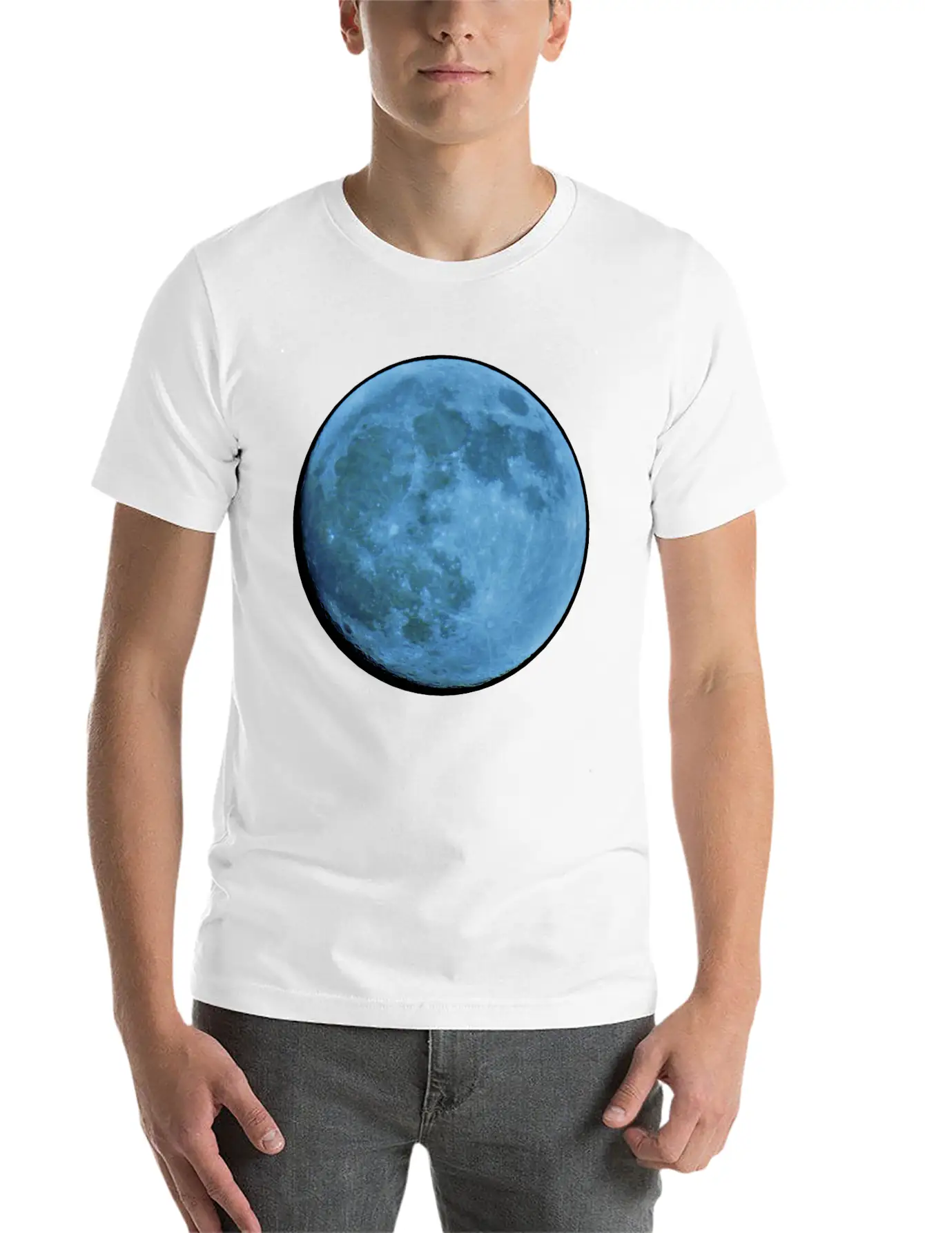 Saphire Blue Moon Breathable Soft Cotton T-Shirt – Timeless Casual Look