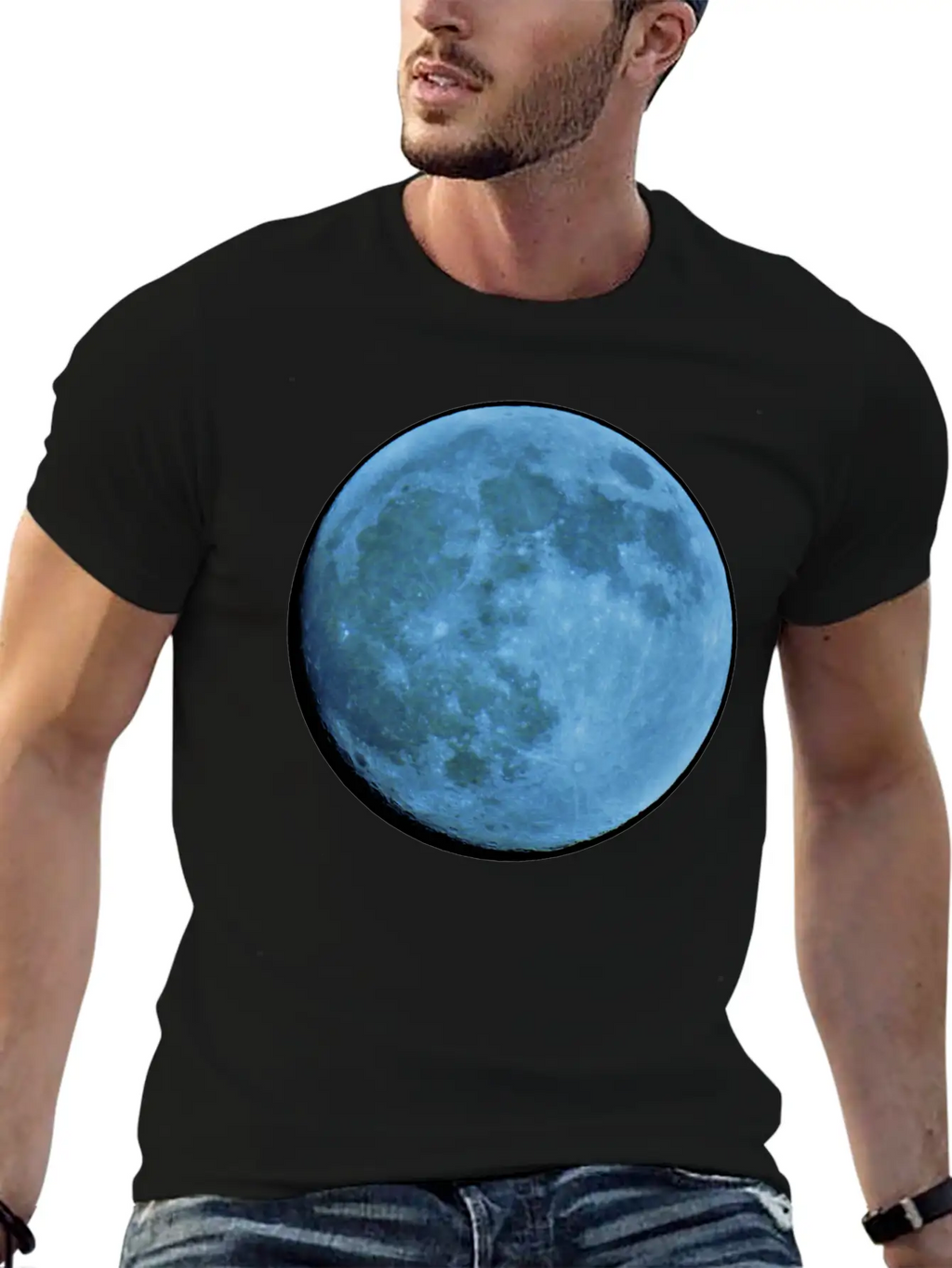 Saphire Blue Moon Breathable Soft Cotton T-Shirt – Timeless Casual Look