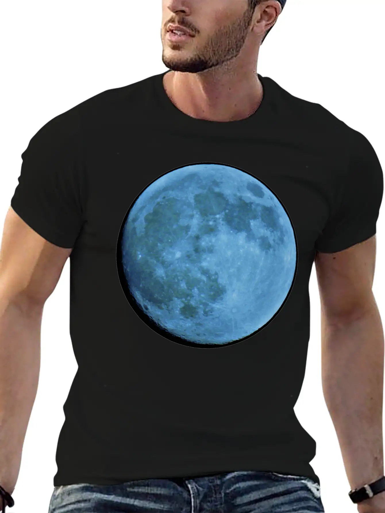 Saphire Blue Moon Breathable Soft Cotton T-Shirt – Timeless Casual Look