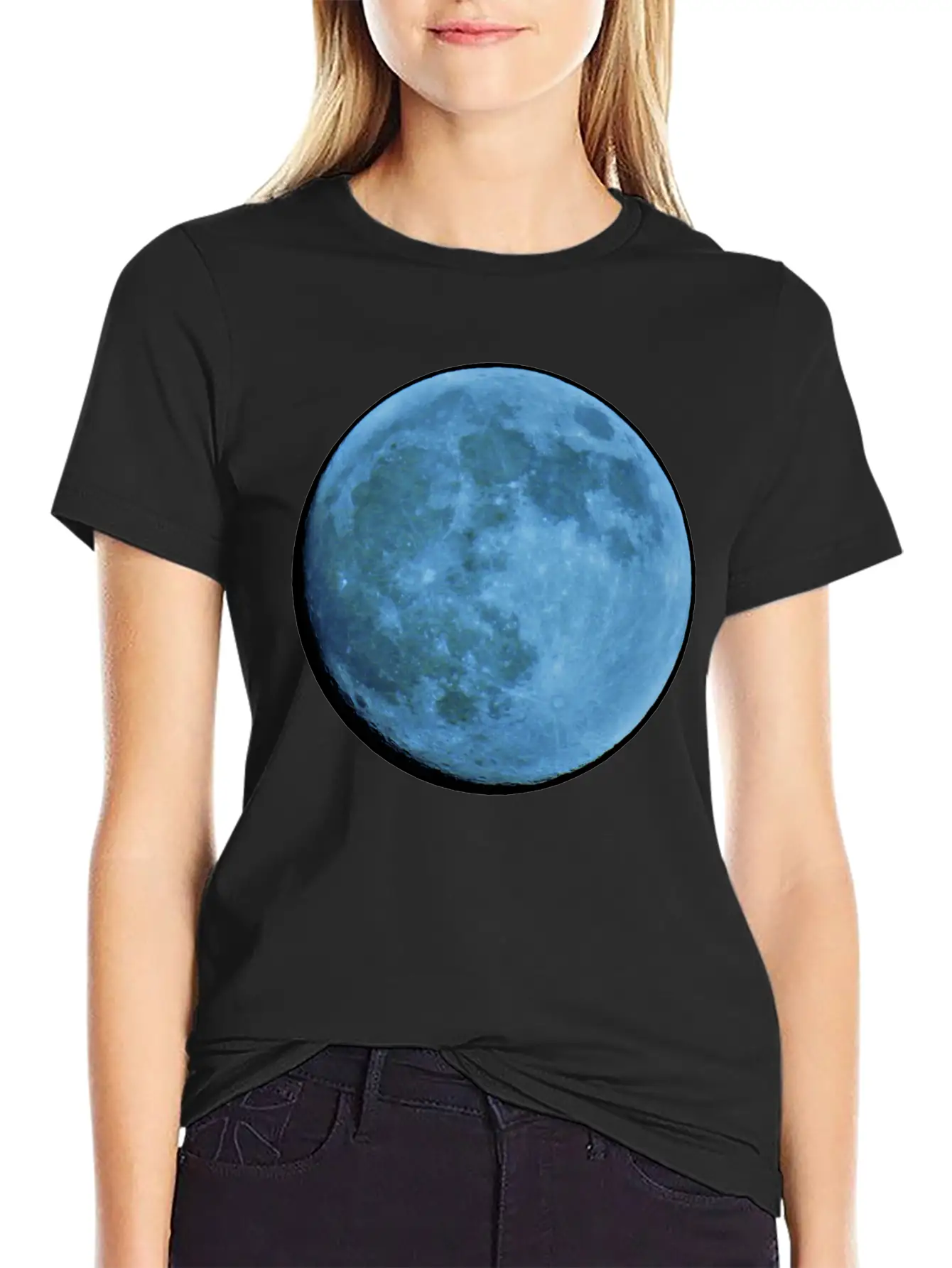 Saphire Blue Moon Breathable Soft Cotton T-Shirt – Timeless Casual Look