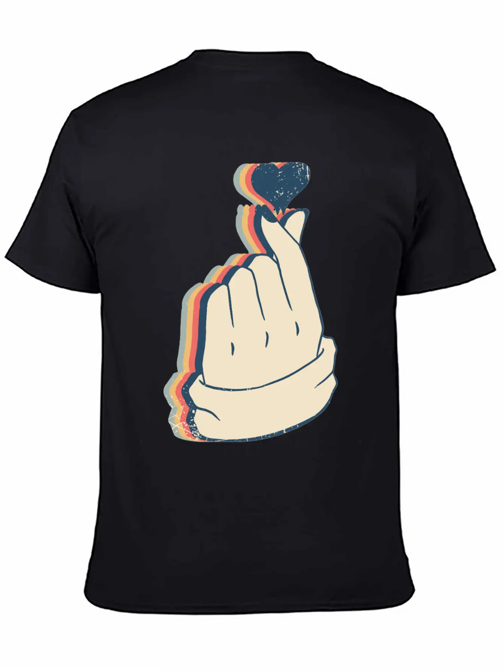 Saranghae Kpop Finger Heart Kdrama Retro Line Art Breathable Soft Cotton T-Shirt – Timeless Casual Look