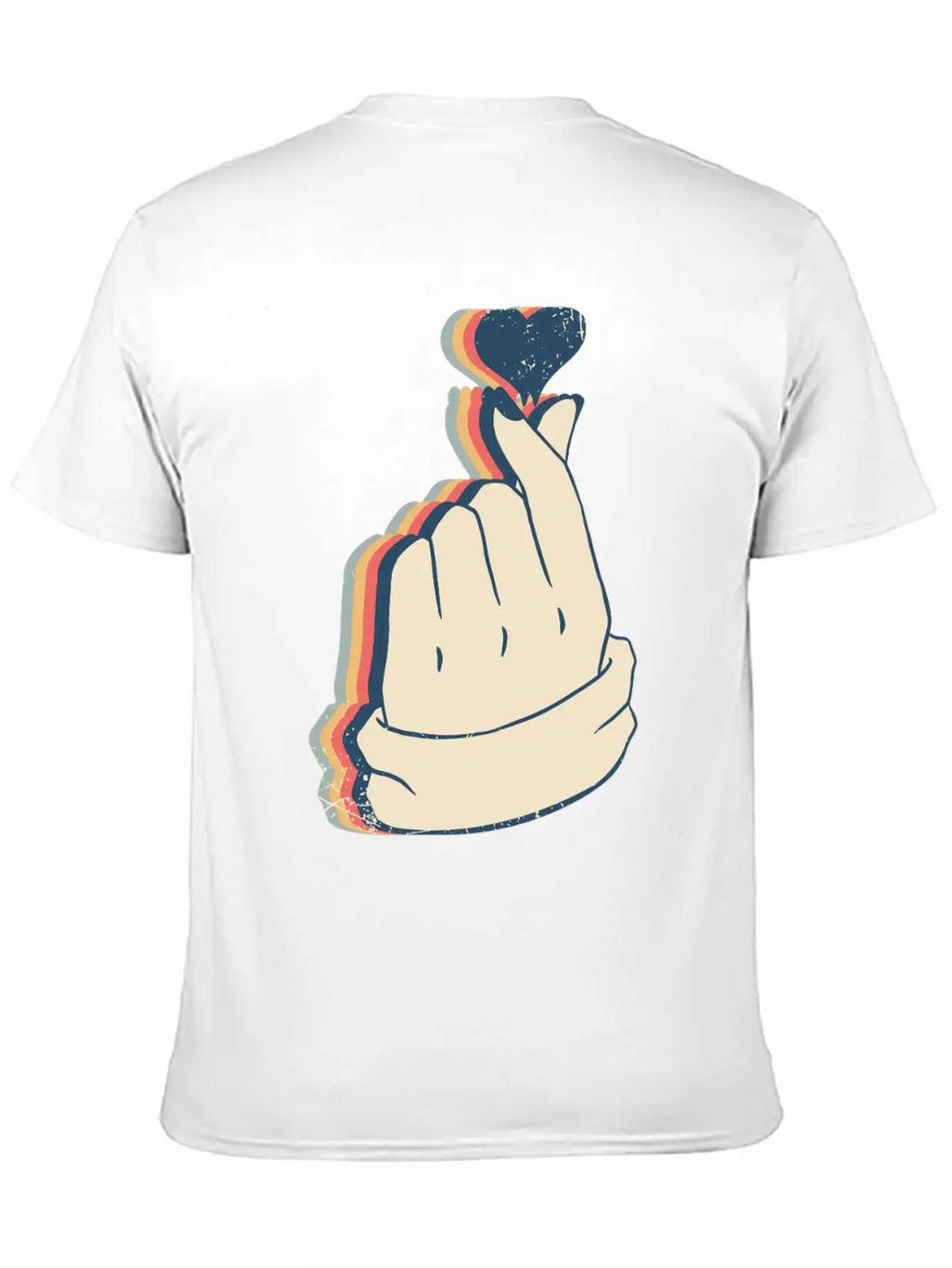 Saranghae Kpop Finger Heart Kdrama Retro Line Art Breathable Soft Cotton T-Shirt – Timeless Casual Look