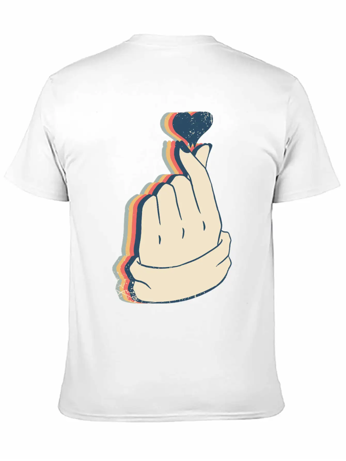 Saranghae Kpop Finger Heart Kdrama Retro Line Art Breathable Soft Cotton T-Shirt – Timeless Casual Look