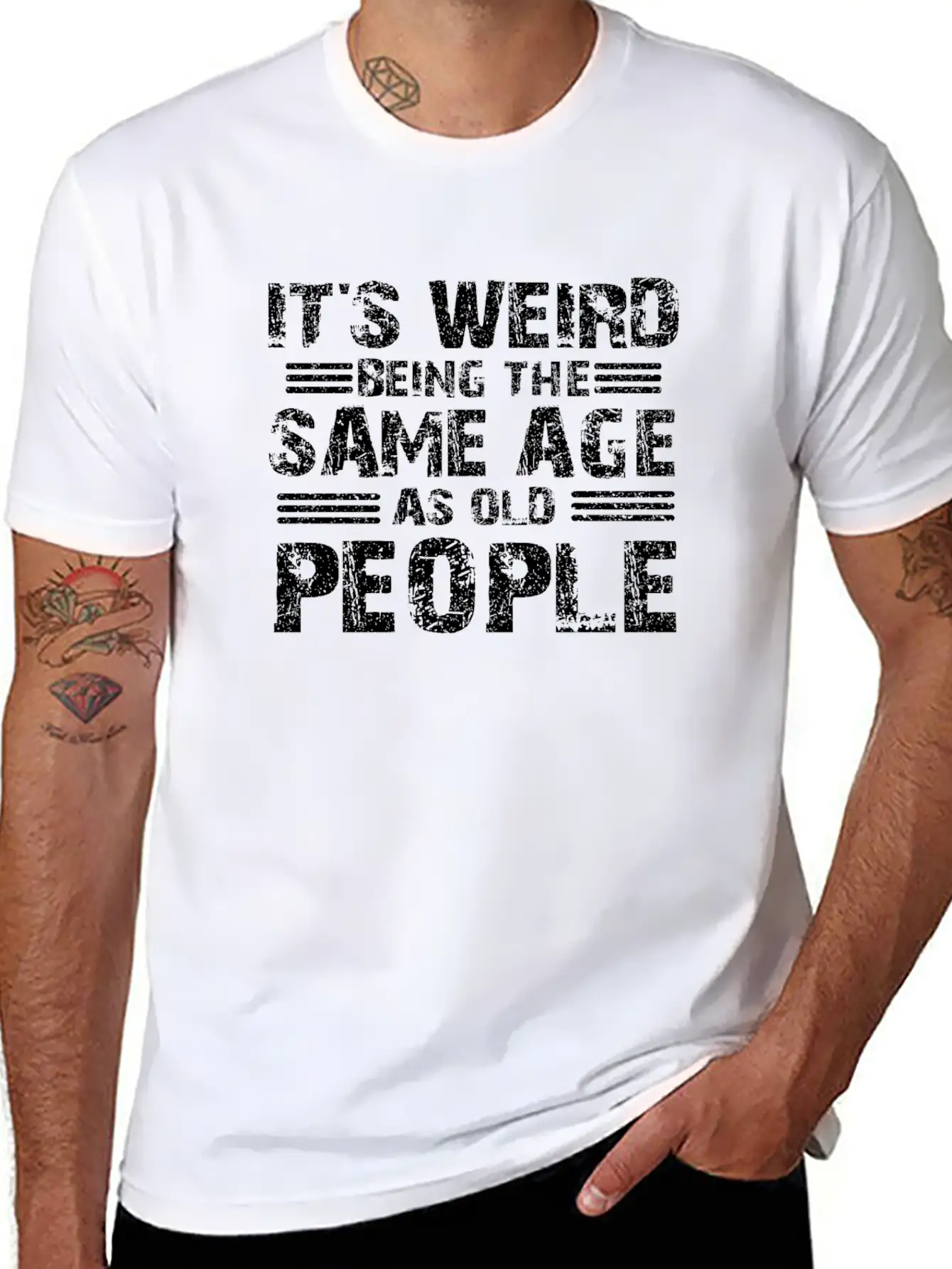 Sarcastic Weird Being Sale Age As Old People Stylish Everyday T-Shirt – Unisex Basic Cotton Tee
