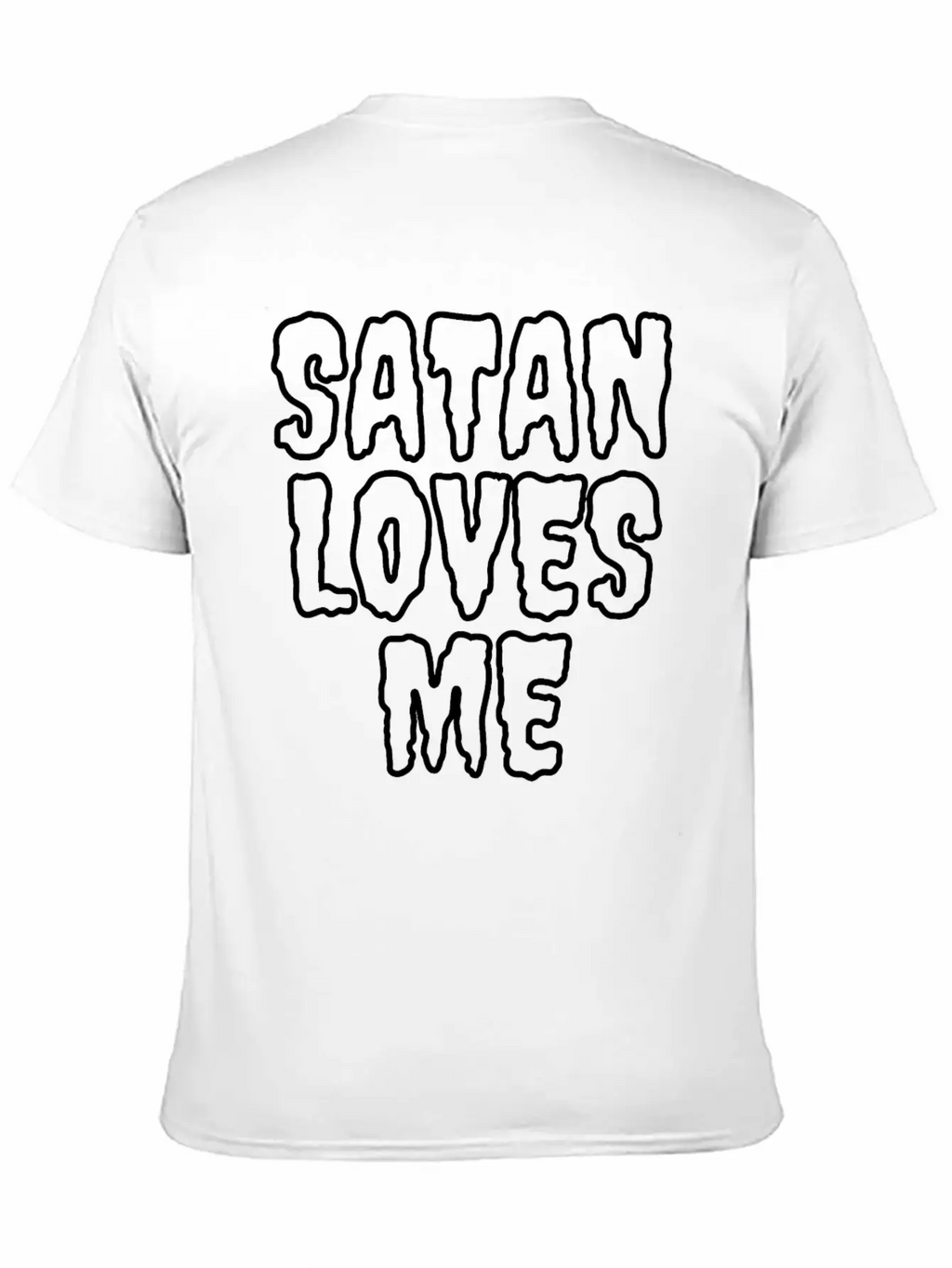 SaTan Loves Me - Creepy Bloody Empty Letters Casual Graphic T-Shirt – Simple And Comfortable Daily Wear